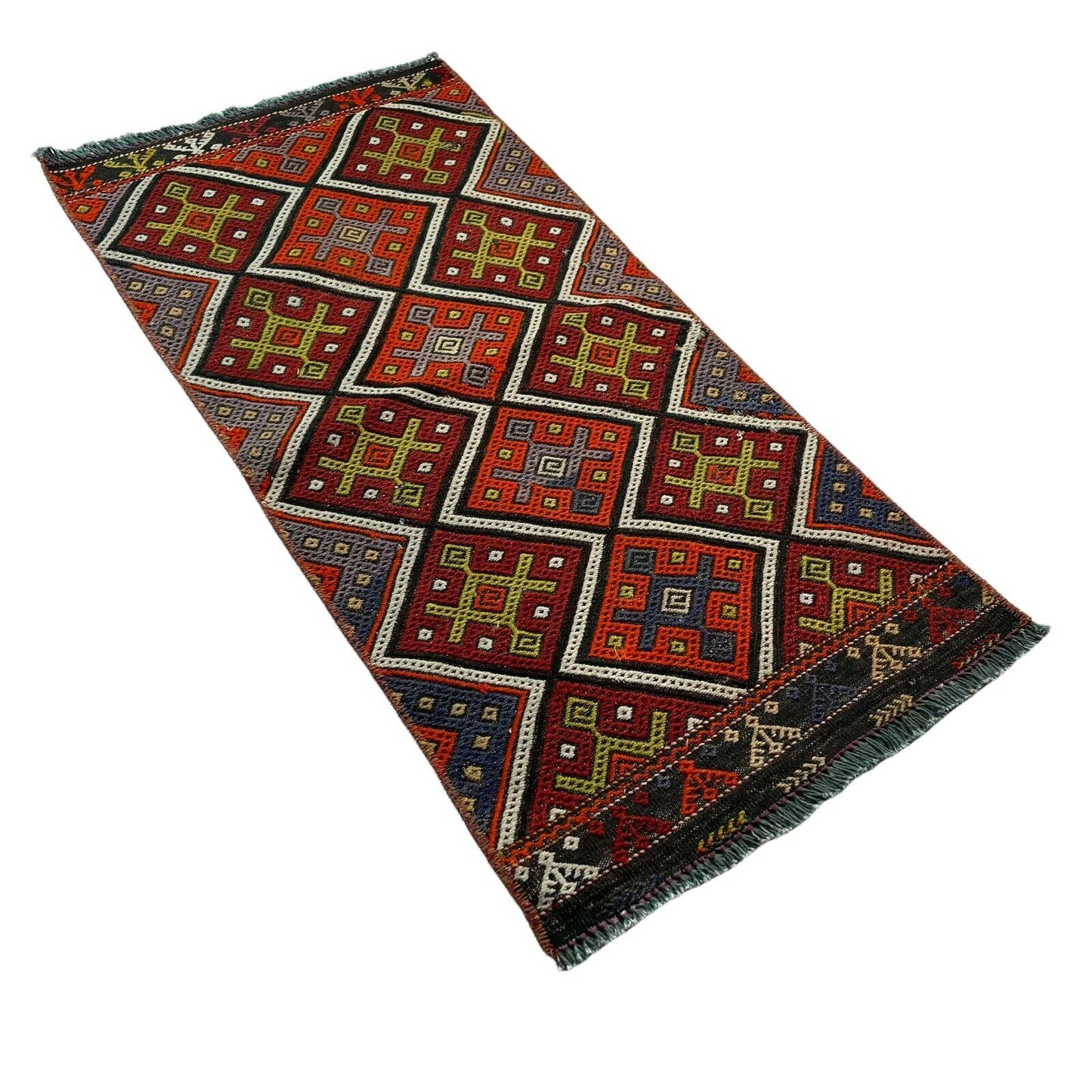 Traditionelle türkische Kelim Teppich, Vintage Turkish Kilim Rug 95X45 cm