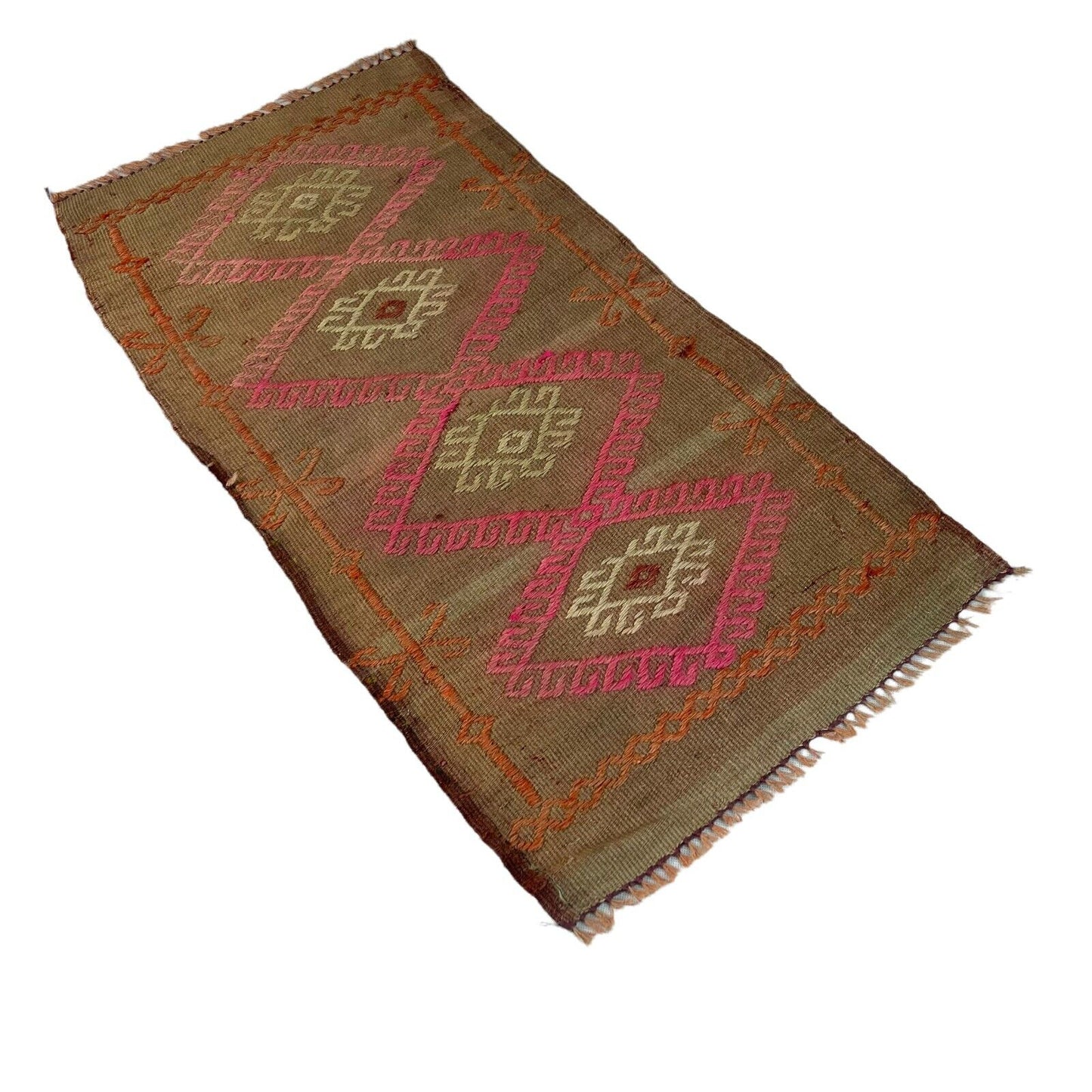 Traditionelle türkische Kelim Teppich, Vintage Turkish Kilim Rug 80 X 40 Cm