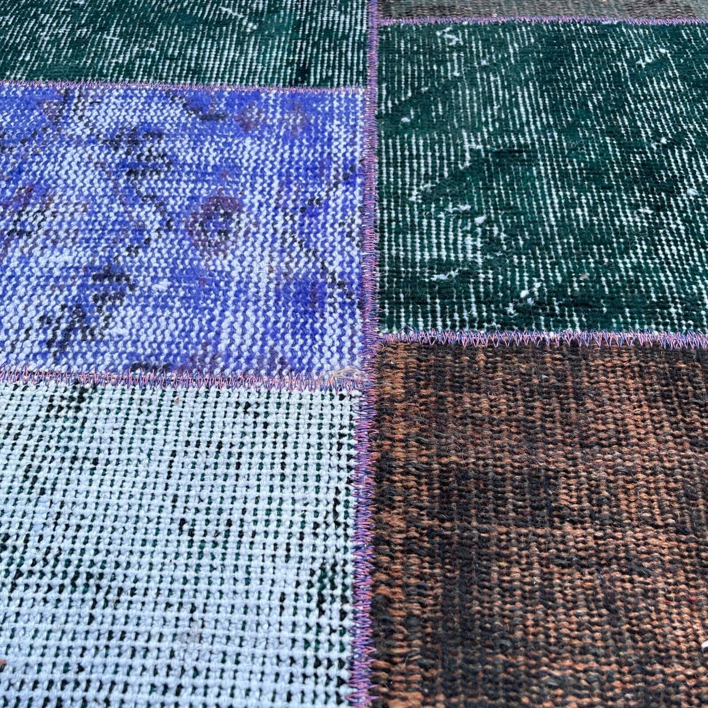 Unique Turkish Vintage Distressed  Patchwork Rug , 150 x 91 cm