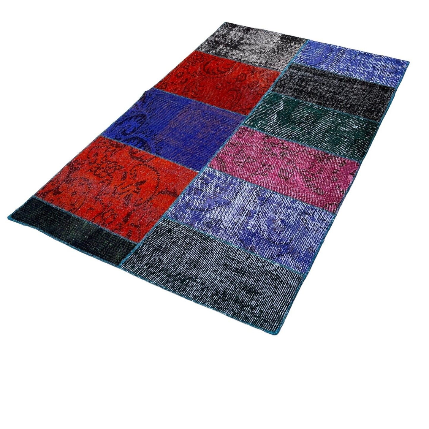 Unique Turkish Vintage Distressed  Patchwork Rug , 150 x 91 cm