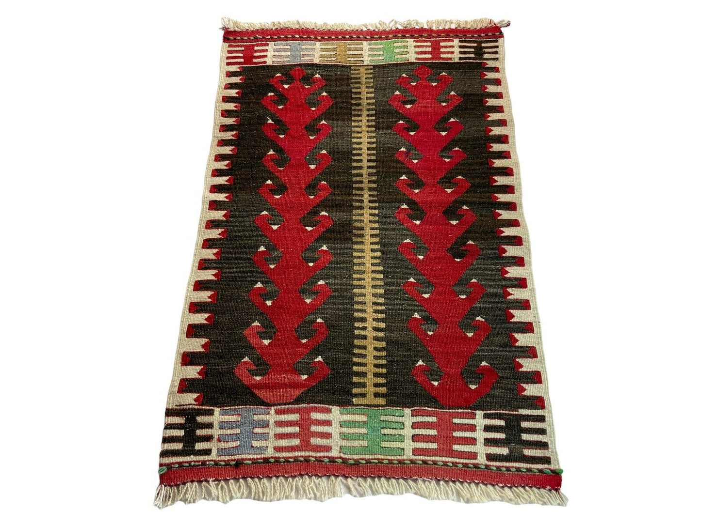 Traditionelle türkische Kelim Teppich, Vintage Turkish Kilim Rug 88 X 54 cm