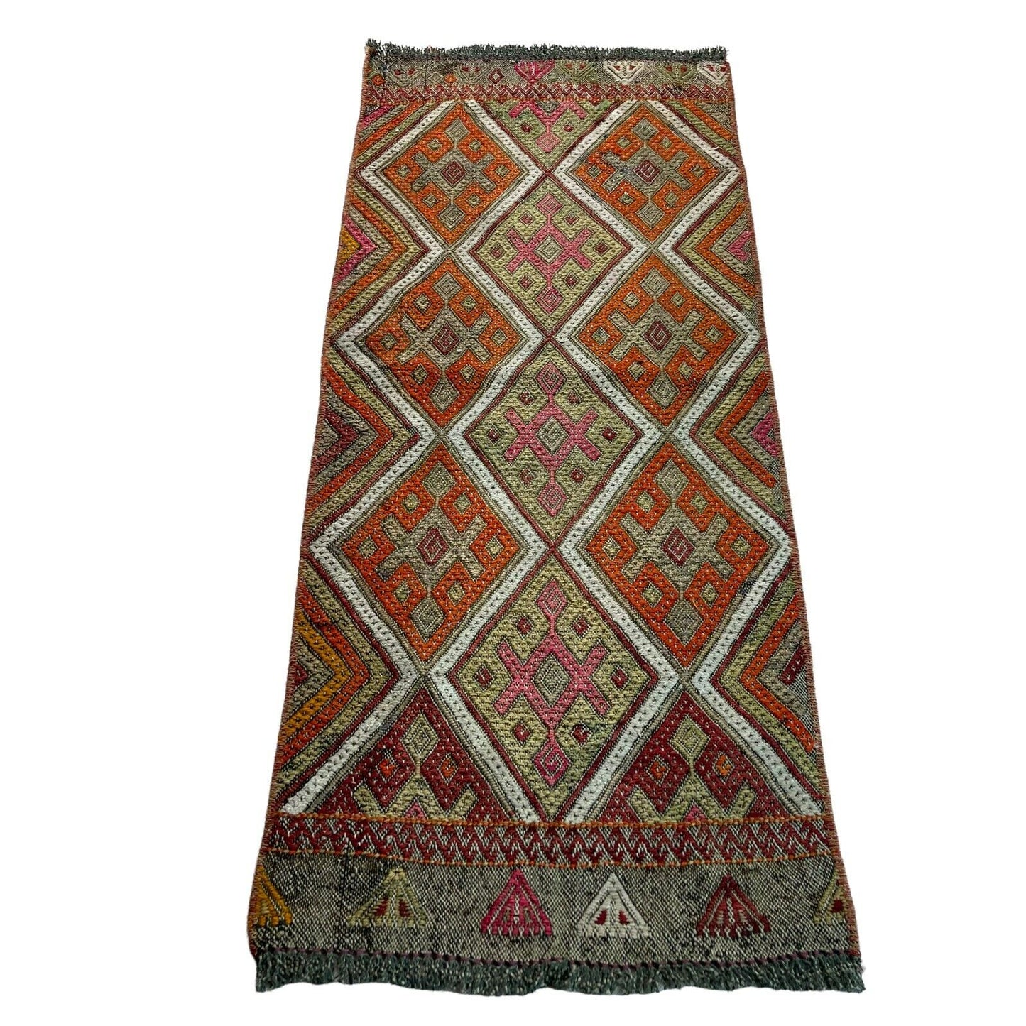 Traditionelle türkische Kelim Teppich, Vintage Turkish Kilim Rug 94x40 cm