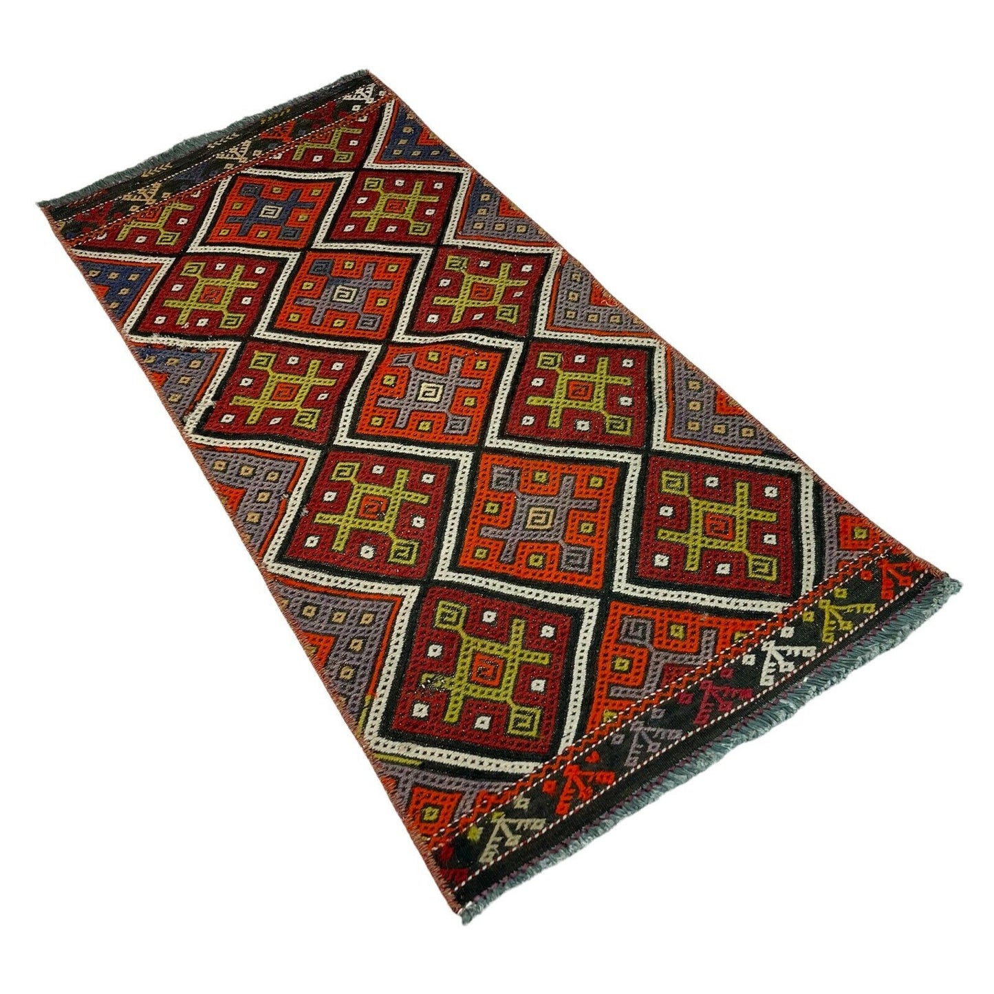 Traditionelle türkische Kelim Teppich, Vintage Turkish Kilim Rug 95X45 cm