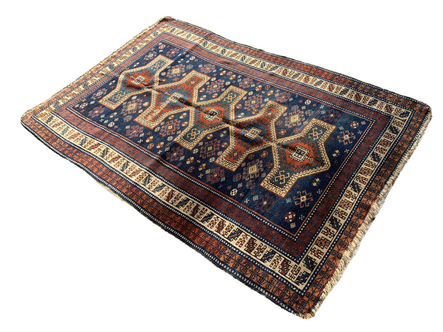 Antique Caucasian Rug,140x100 cm Kasak Antique Caucasian Rug , Caucasian Teppich