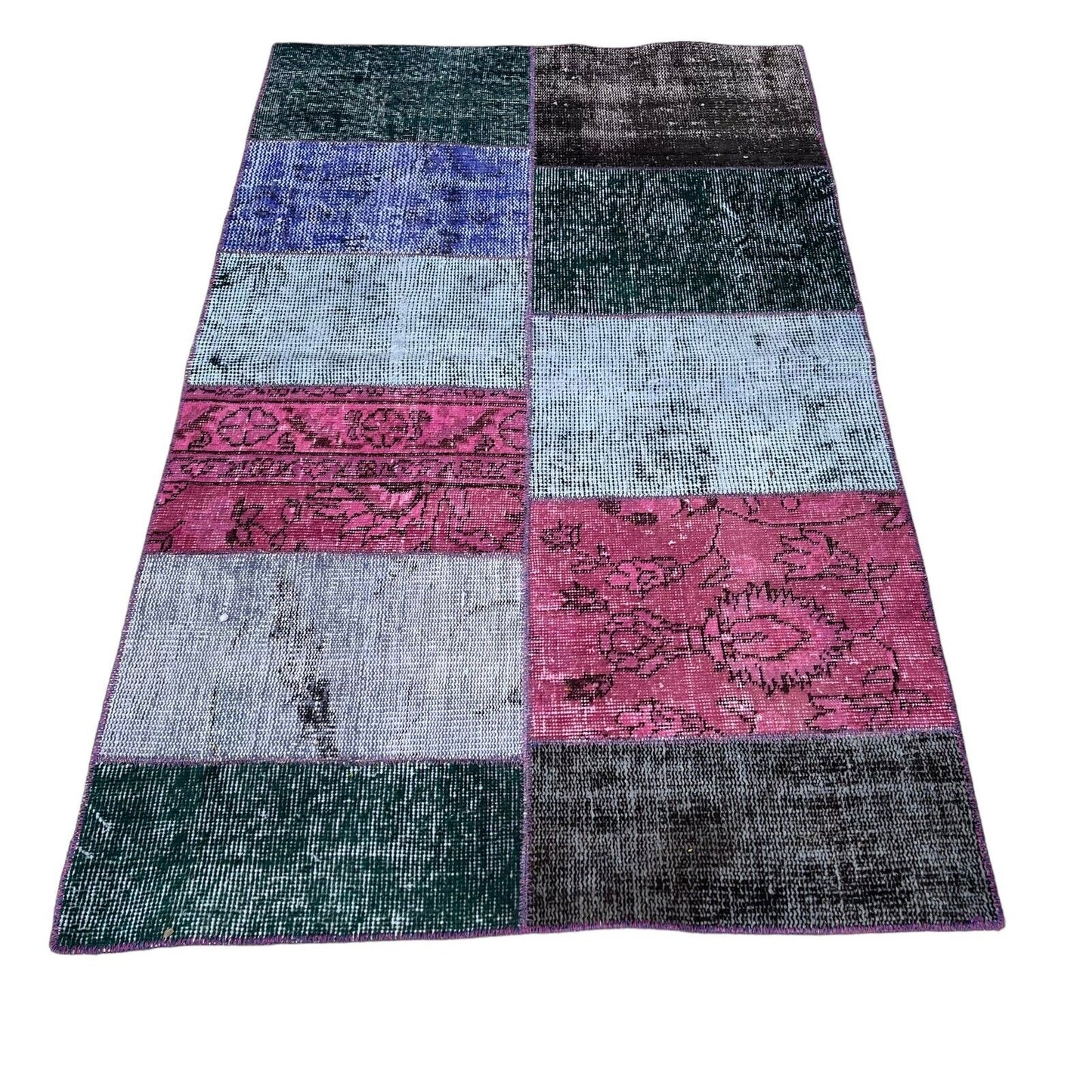 Unique Turkish Vintage Distressed  Patchwork Rug , 150 x 91 cm