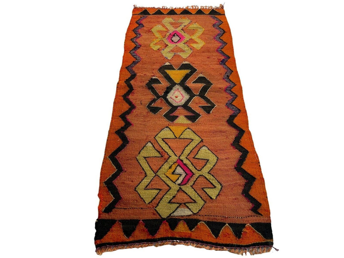 Traditionelle türkische Kelim Teppich, Vintage Turkish Kilim Rug 102 X 43 cm