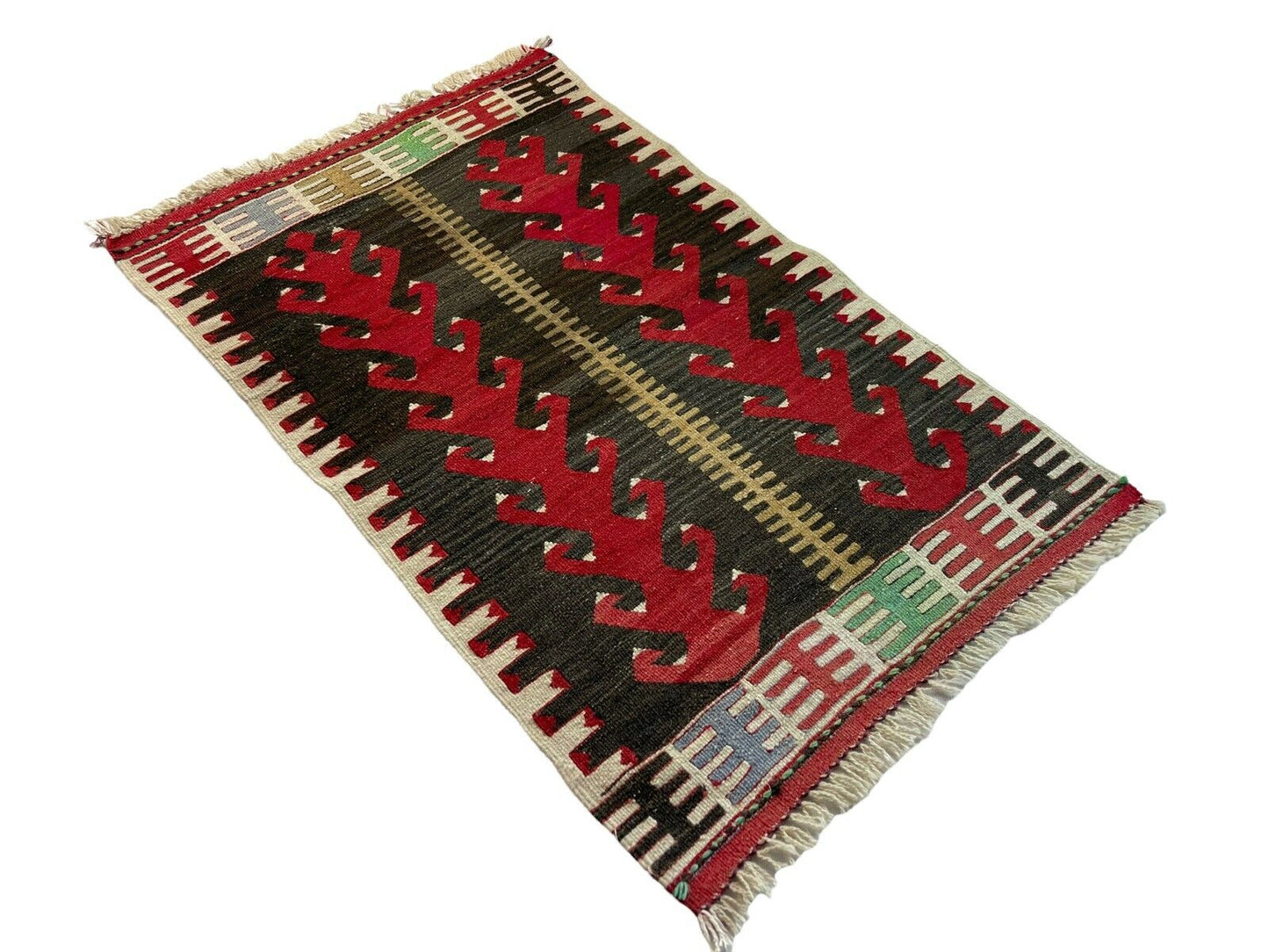 Traditionelle türkische Kelim Teppich, Vintage Turkish Kilim Rug 88 X 54 cm