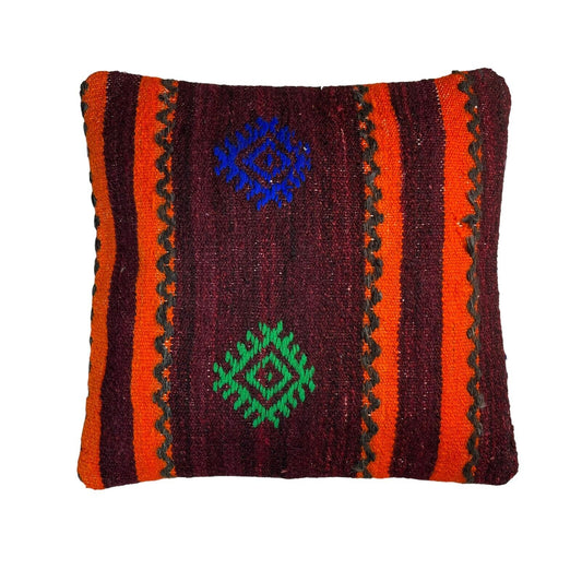 Einzigartige Kelim-Kissen,Turkish Kilim Pillow,16'×16'   Funda De Cojín Kilim