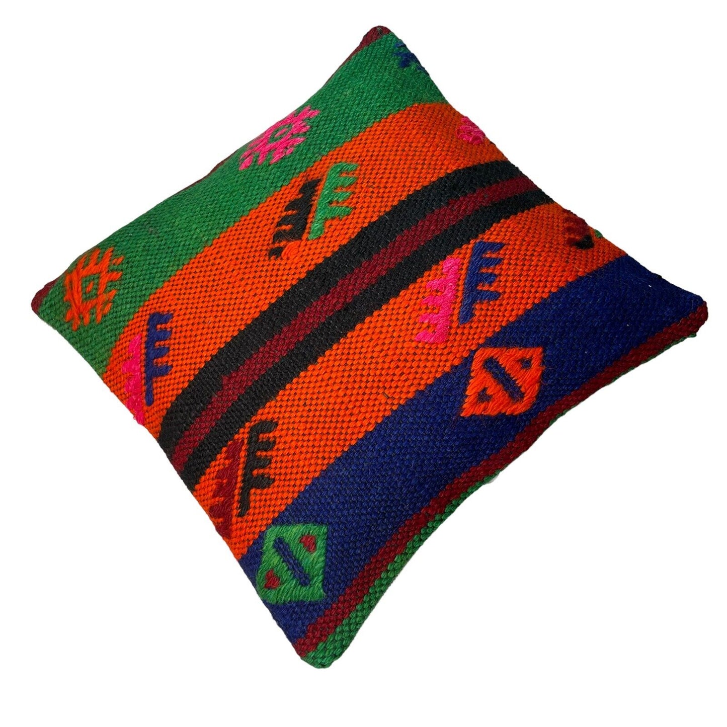 Einzigartige Kelim-Kissen,Turkish Kilim Pillow,16'×16'   Funda De Cojín Kilim