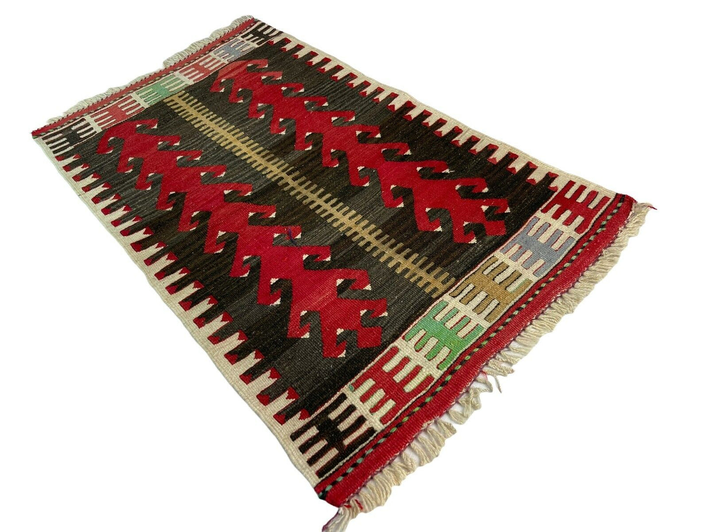 Traditionelle türkische Kelim Teppich, Vintage Turkish Kilim Rug 88 X 54 cm