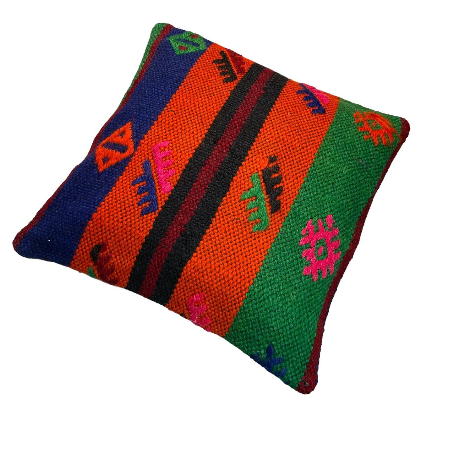 Einzigartige Kelim-Kissen,Turkish Kilim Pillow,16'×16'   Funda De Cojín Kilim