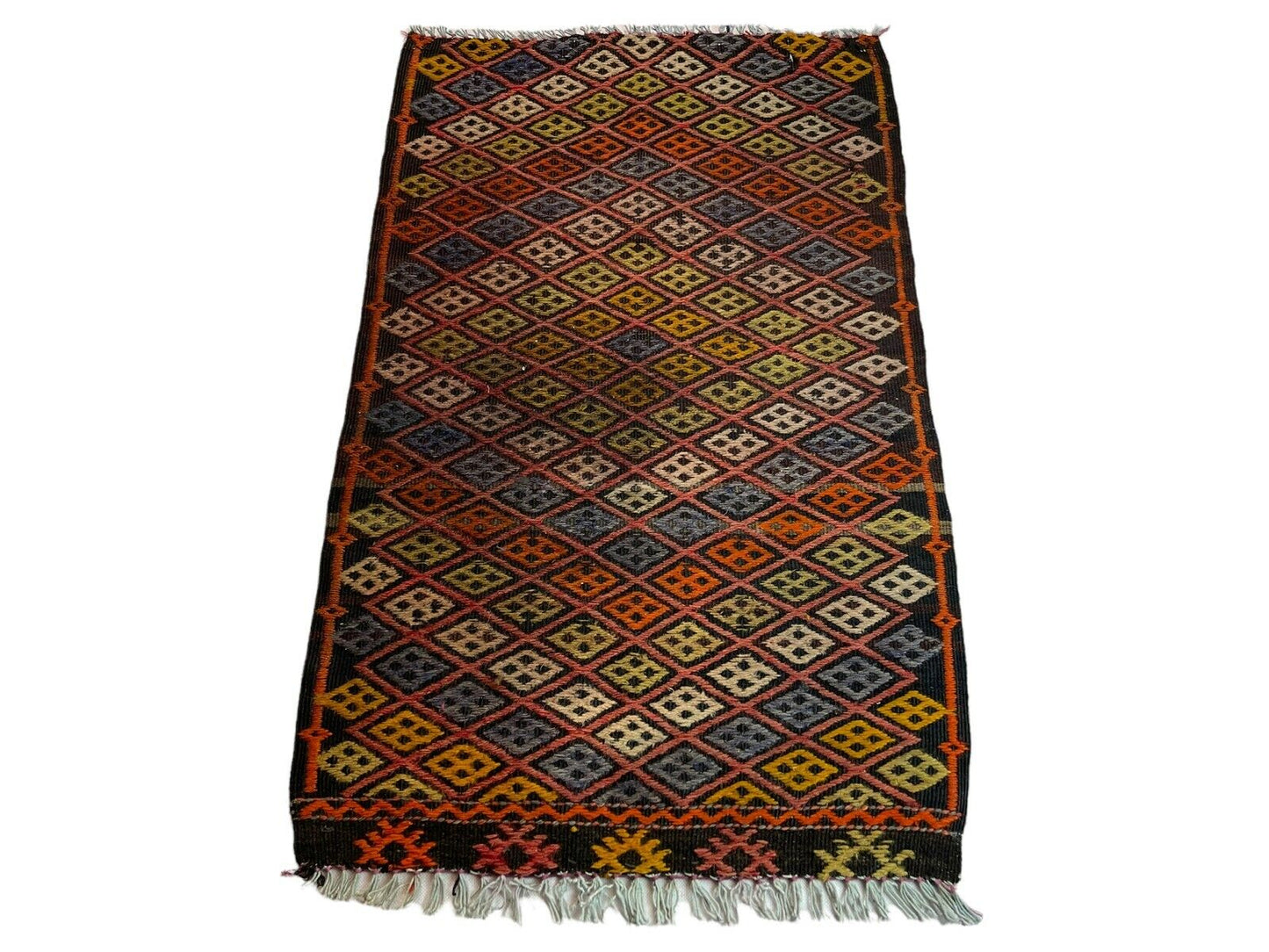 Traditionelle türkische Kelim Teppich, Vintage Turkish Kilim Rug 77X50 cm