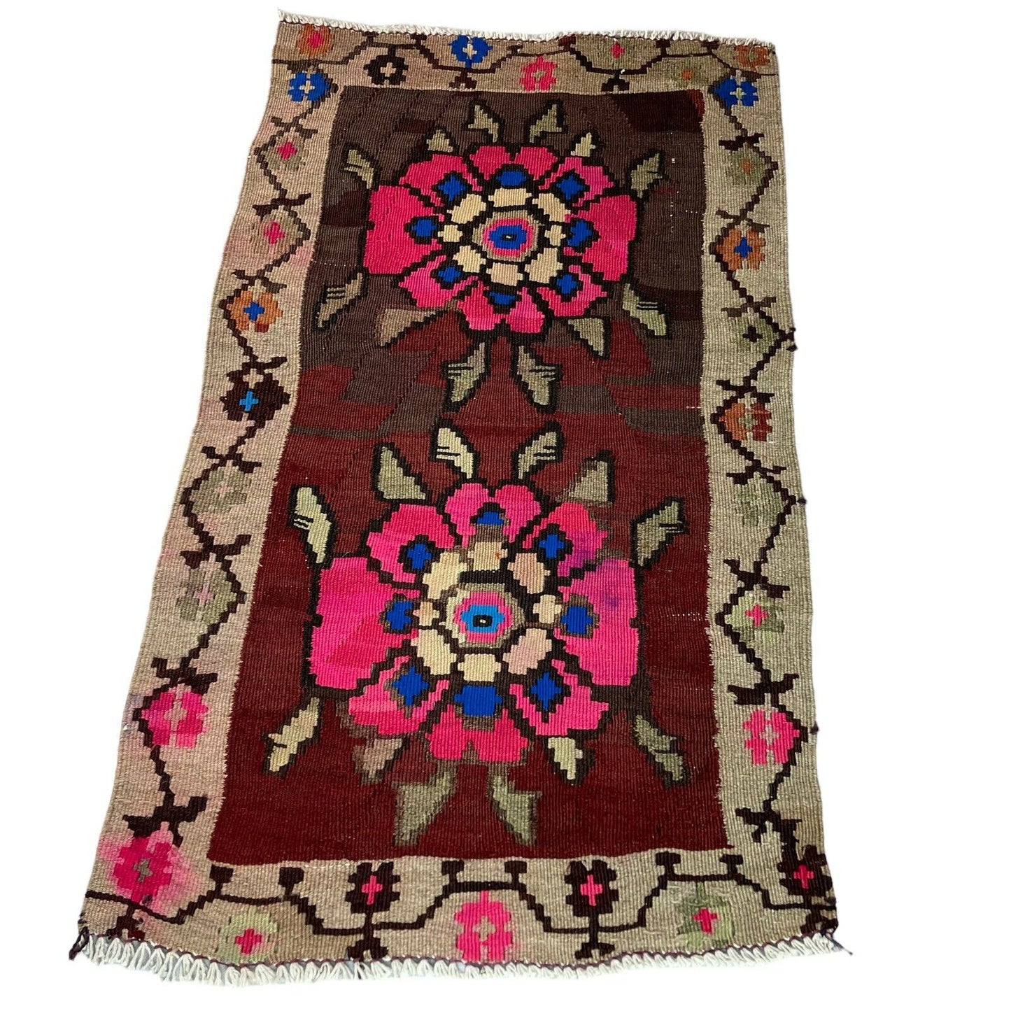 Traditionelle türkische Kelim Teppich, Vintage Turkish Kilim Rug 96X56 cm