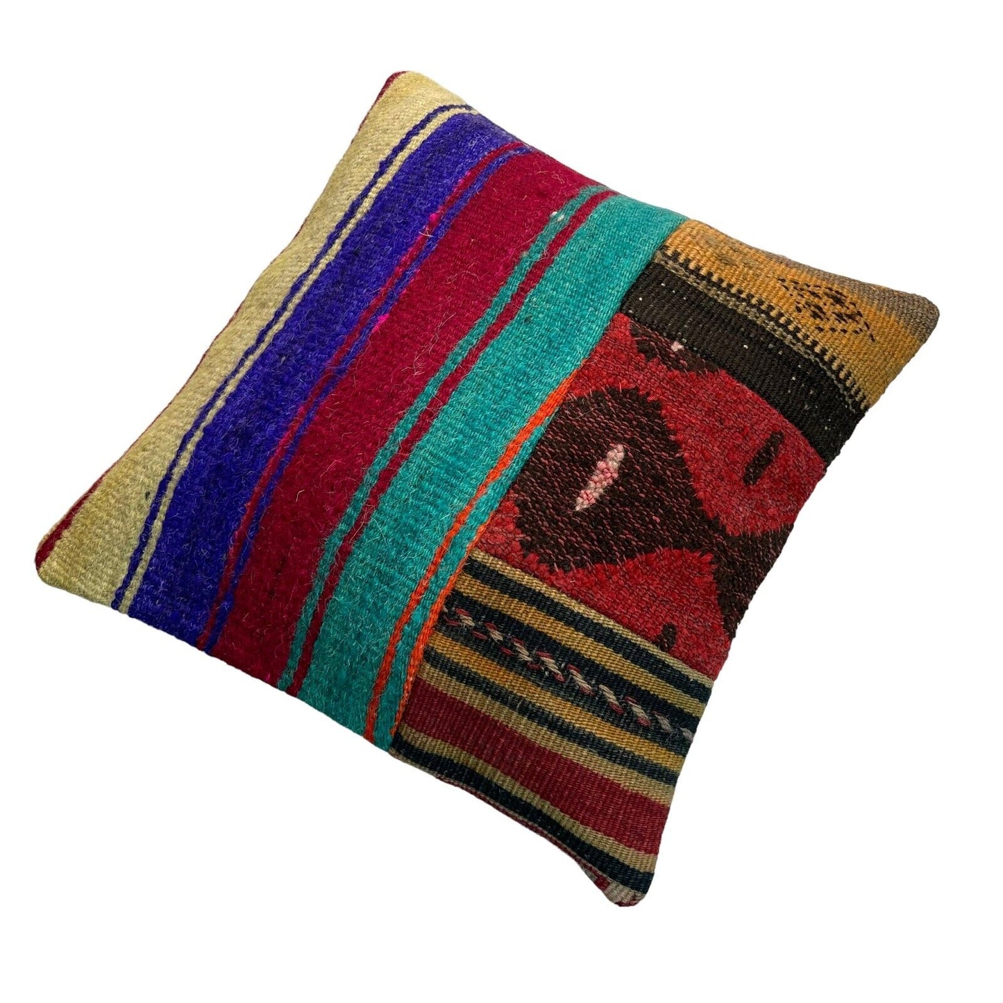 Einzigartige Kelim-Kissen,Turkish Kilim Pillow,16'×16'   Funda De Cojín Kilim