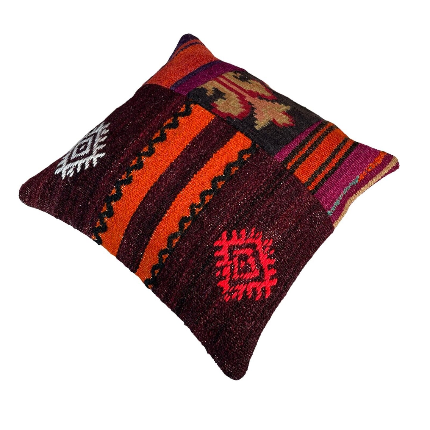 Einzigartige Kelim-Kissen,Turkish Kilim Pillow,16'×16'   Funda De Cojín Kilim