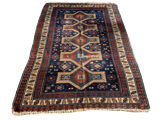 Antique Caucasian Rug,140x100 cm Kasak Antique Caucasian Rug , Caucasian Teppich