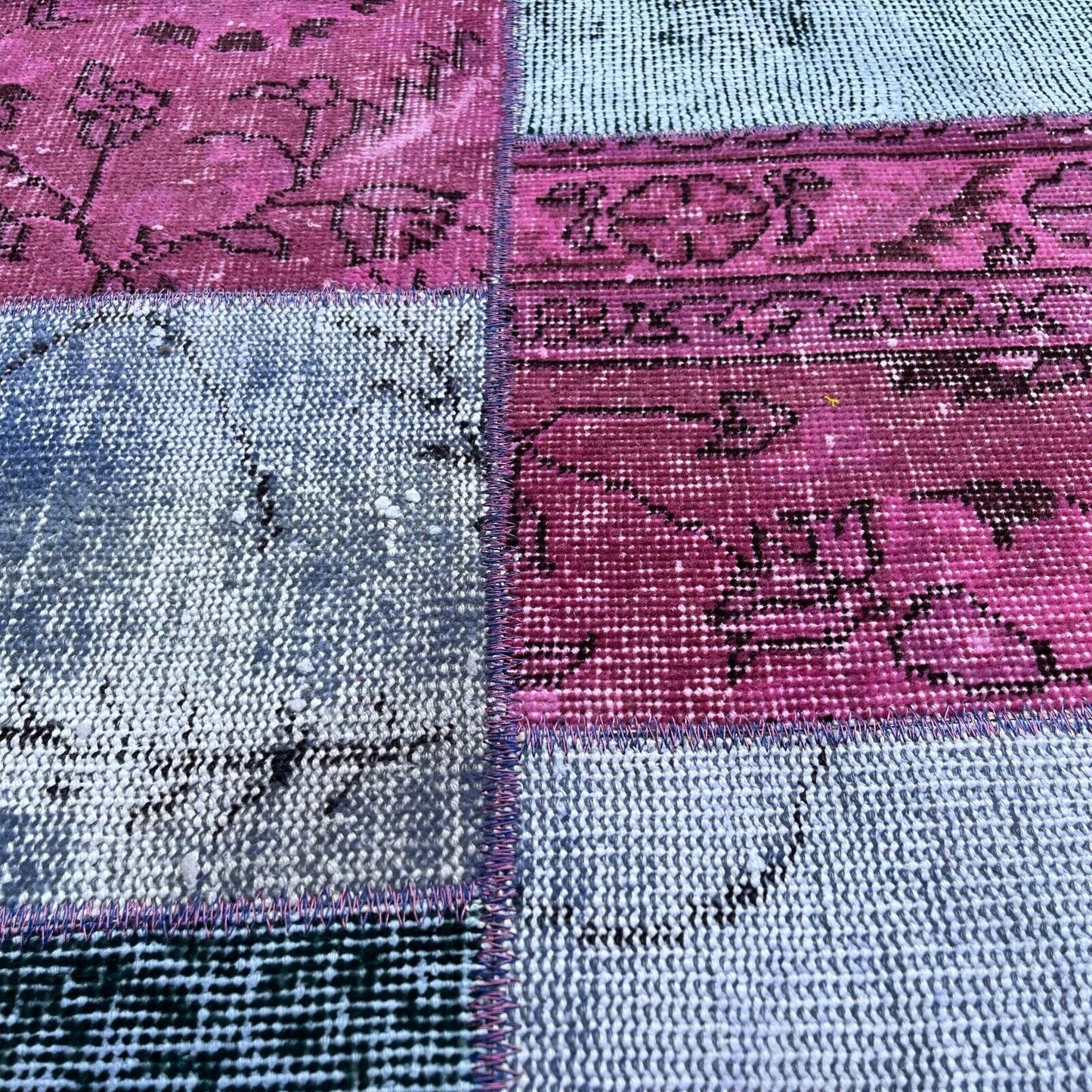 Unique Turkish Vintage Distressed  Patchwork Rug , 150 x 91 cm