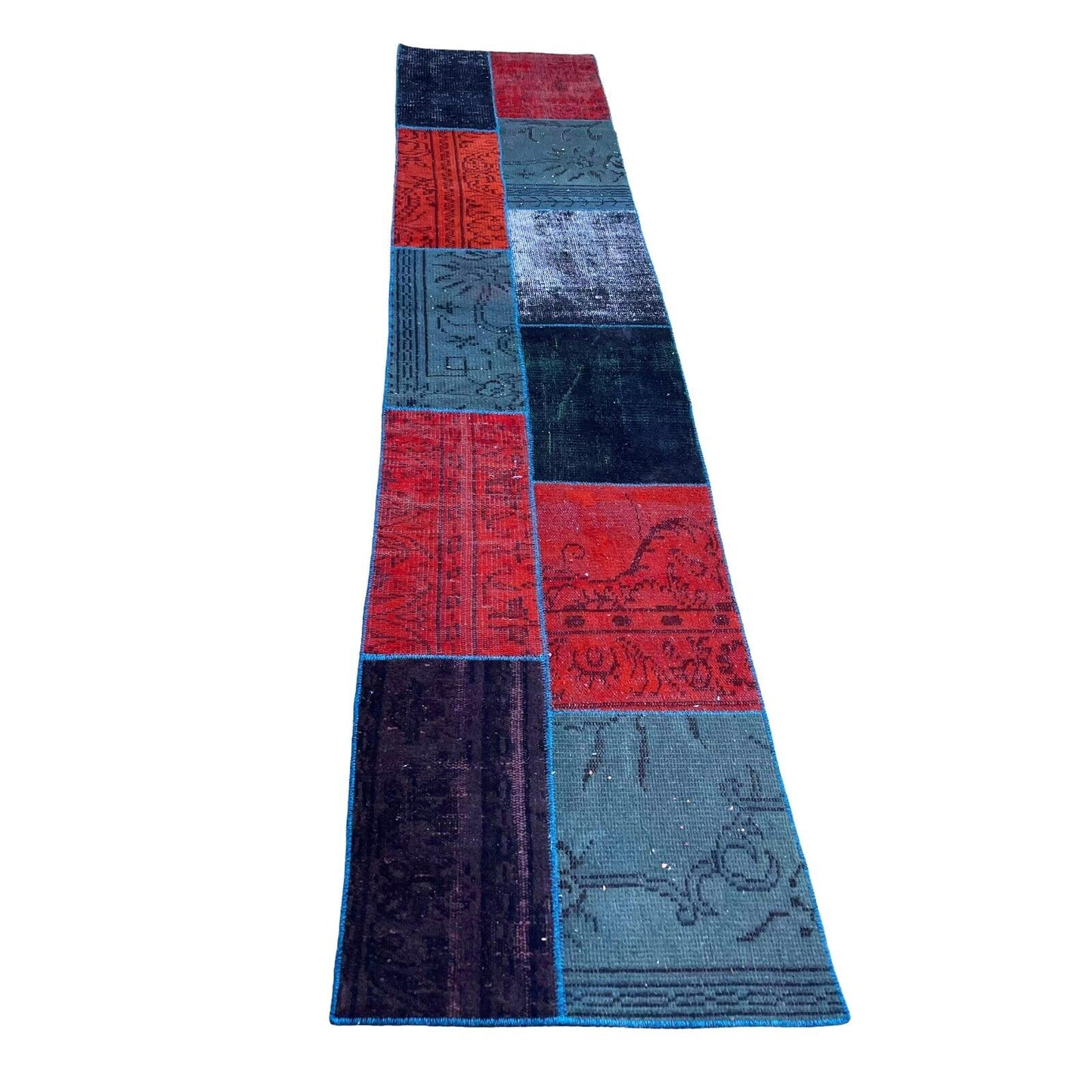 Unique Turkish Vintage Distressed  Patchwork Rug Runner , 300 x 61 cm