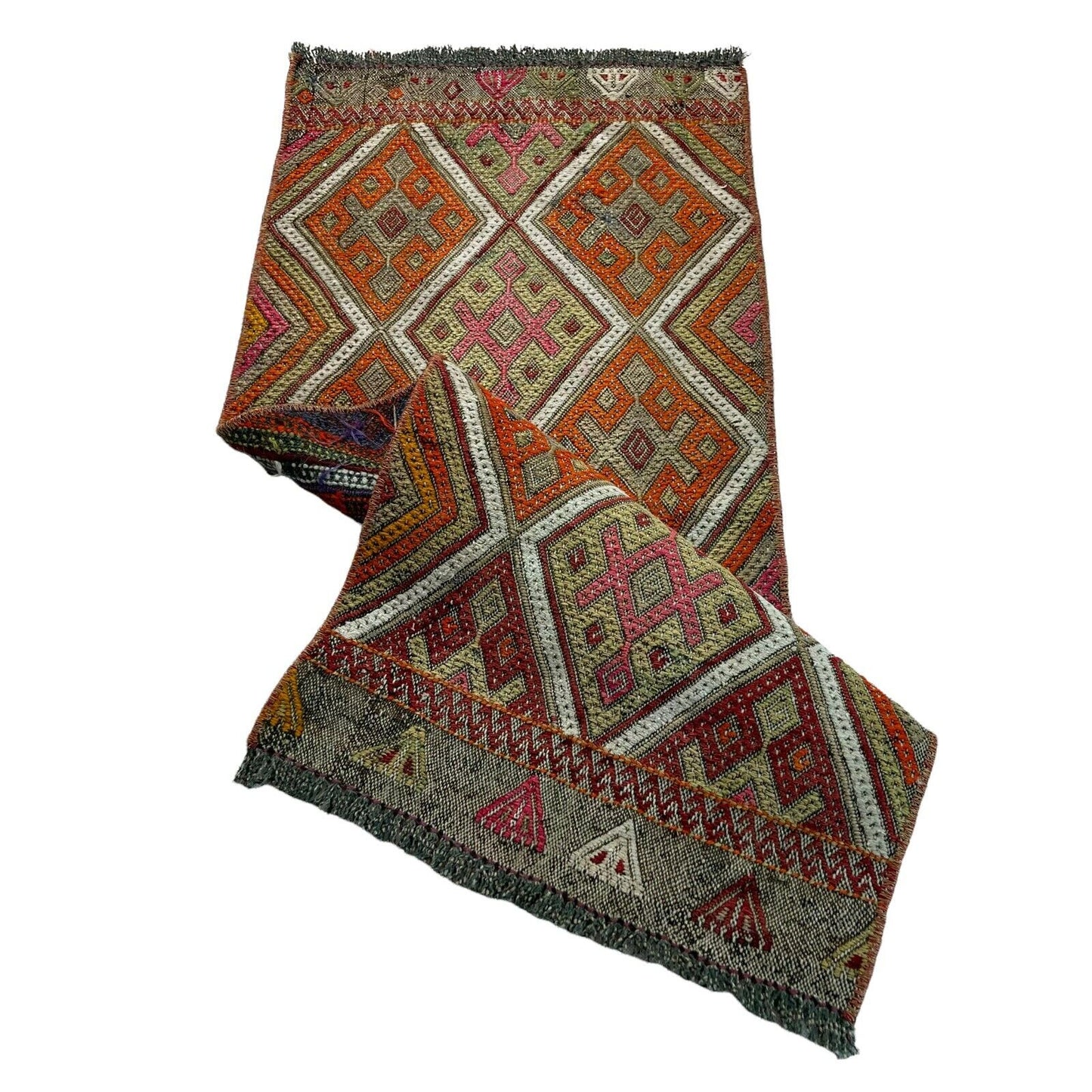 Traditionelle türkische Kelim Teppich, Vintage Turkish Kilim Rug 94x40 cm