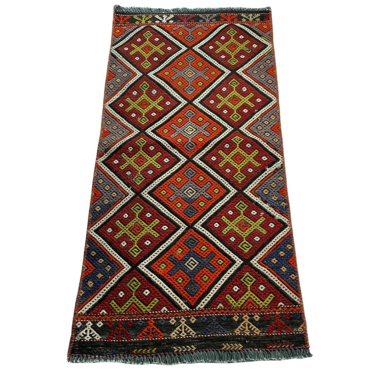 Traditionelle türkische Kelim Teppich, Vintage Turkish Kilim Rug 95X45 cm