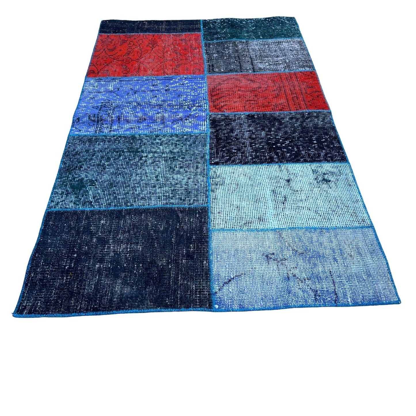 Unique Turkish Vintage Distressed  Patchwork Rug , 150 x 91 cm