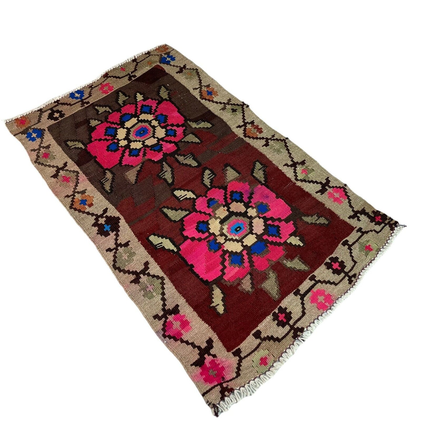 Traditionelle türkische Kelim Teppich, Vintage Turkish Kilim Rug 96X56 cm