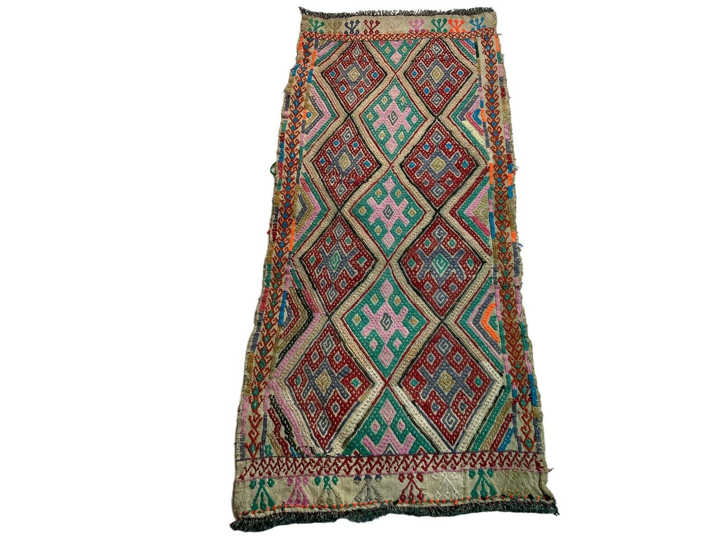 Traditionelle türkische Kelim Teppich, Vintage Turkish Kilim Rug 103X45cm