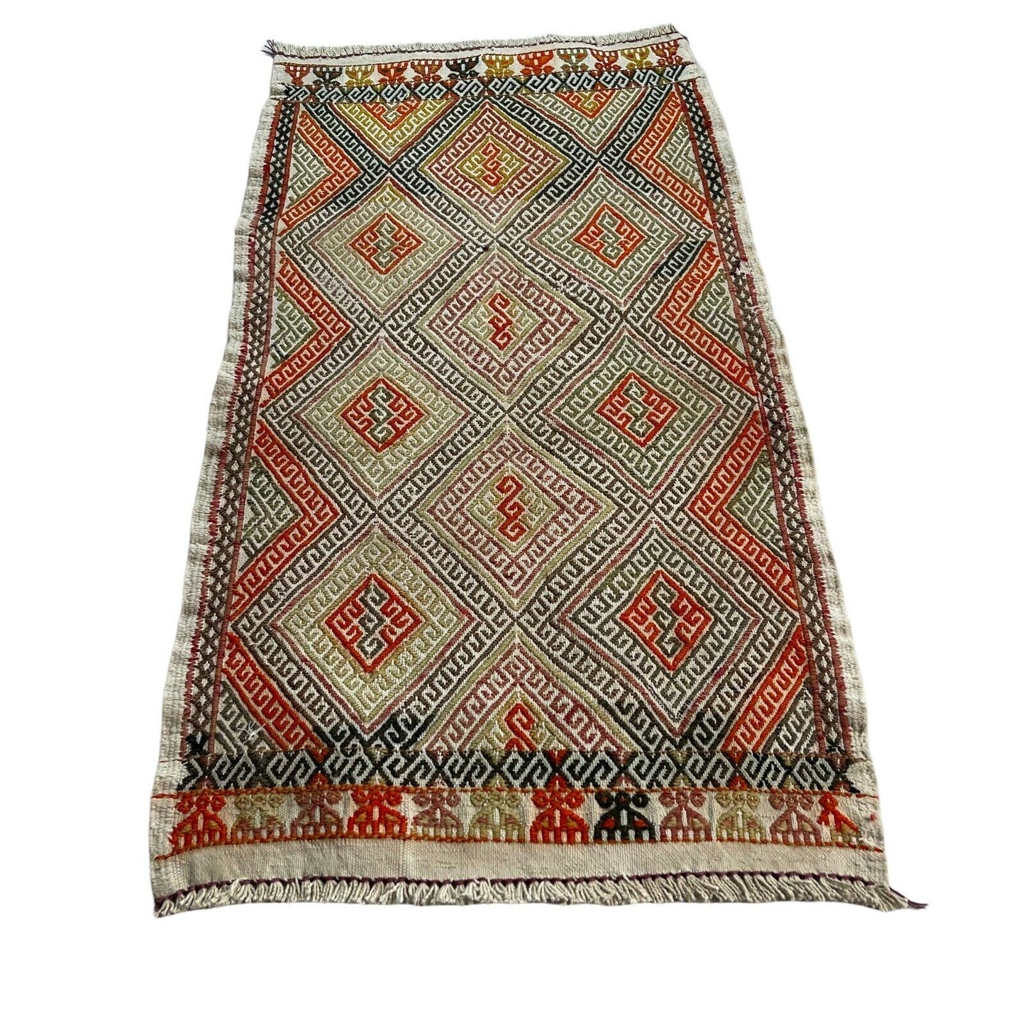 Traditionelle türkische Kelim Teppich, Vintage Turkish Kilim Rug 85 X 46 Cm