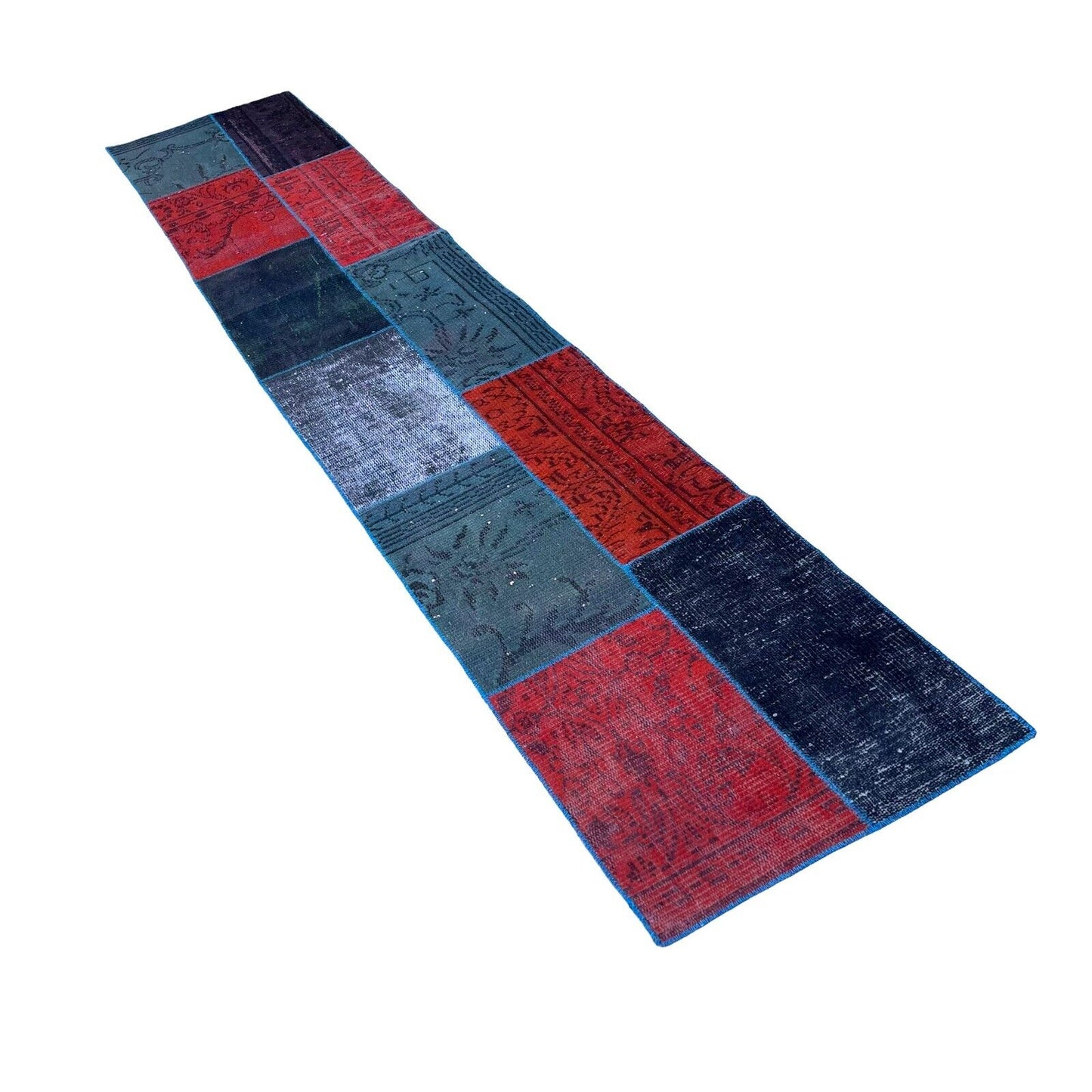 Unique Turkish Vintage Distressed  Patchwork Rug Runner , 300 x 61 cm