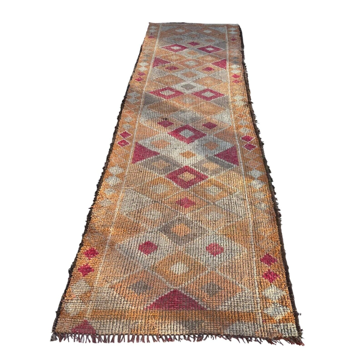 Traditional Vintage Kurdish Herki Rug Runner, 315x88 Cm