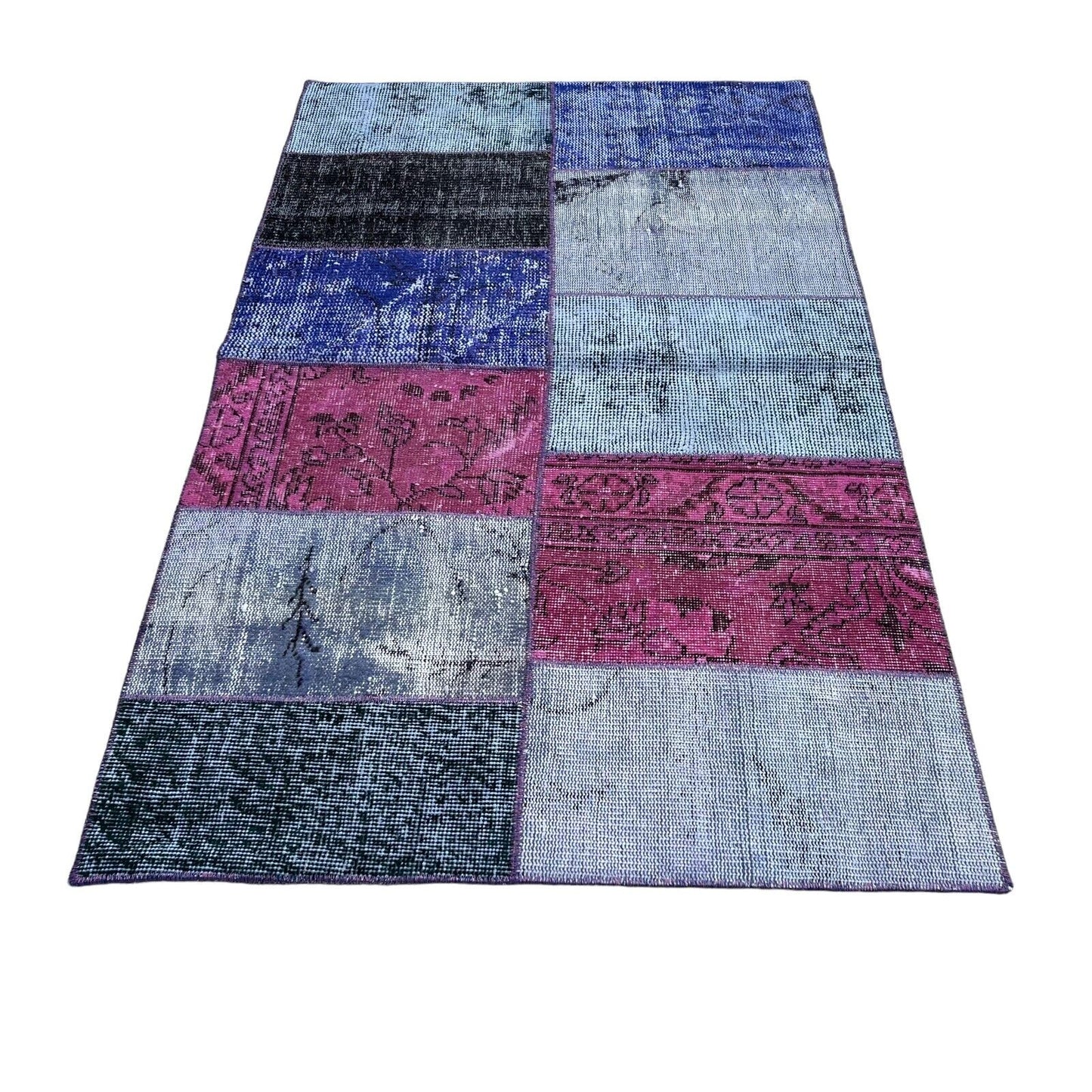 Unique Turkish Vintage Distressed  Patchwork Rug , 150 x 91 cm