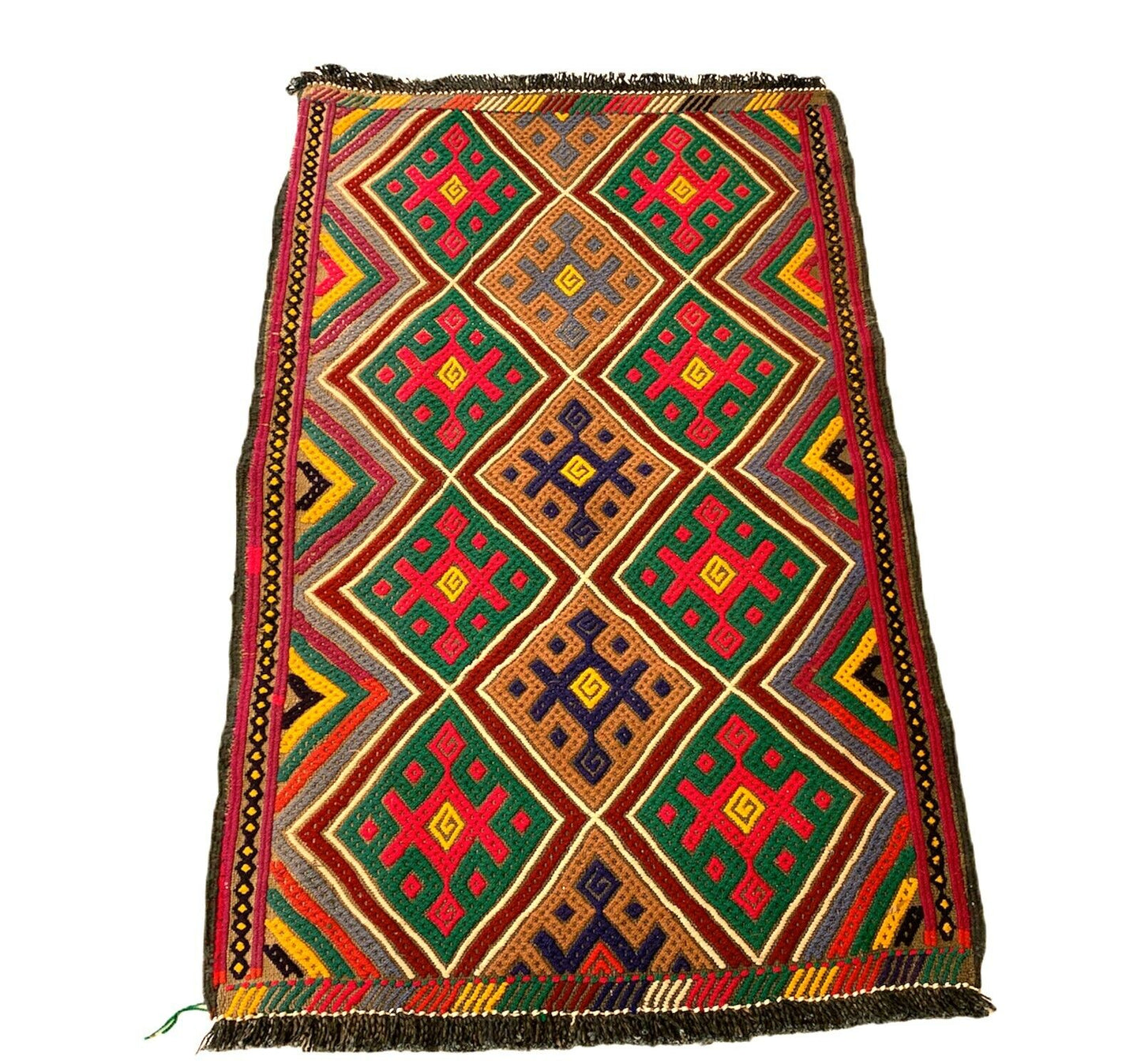 Traditional Turkish Kilim Carpet, Vintage Wool Country Kilim 85X55 Cm