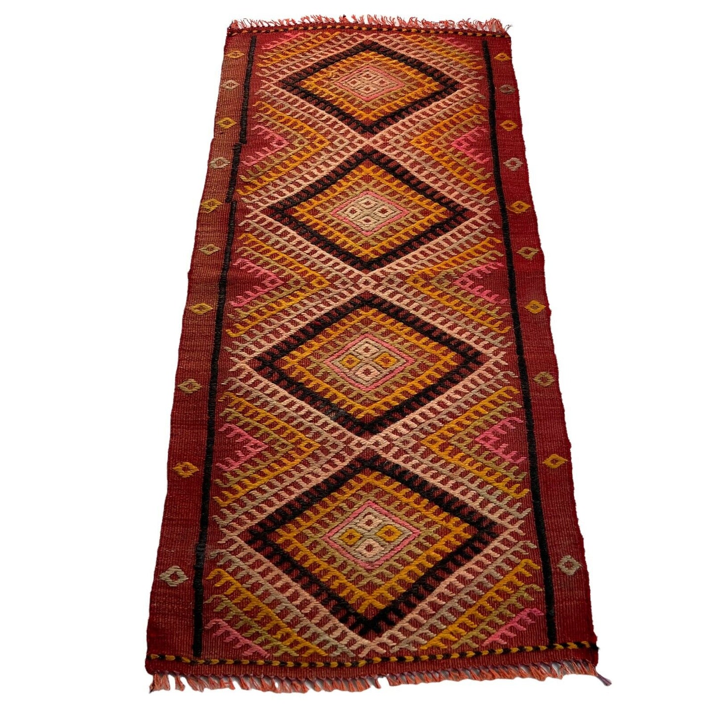 Traditionelle türkische Kelim Teppich, Vintage Turkish Kilim Rug 95 X 46 cm