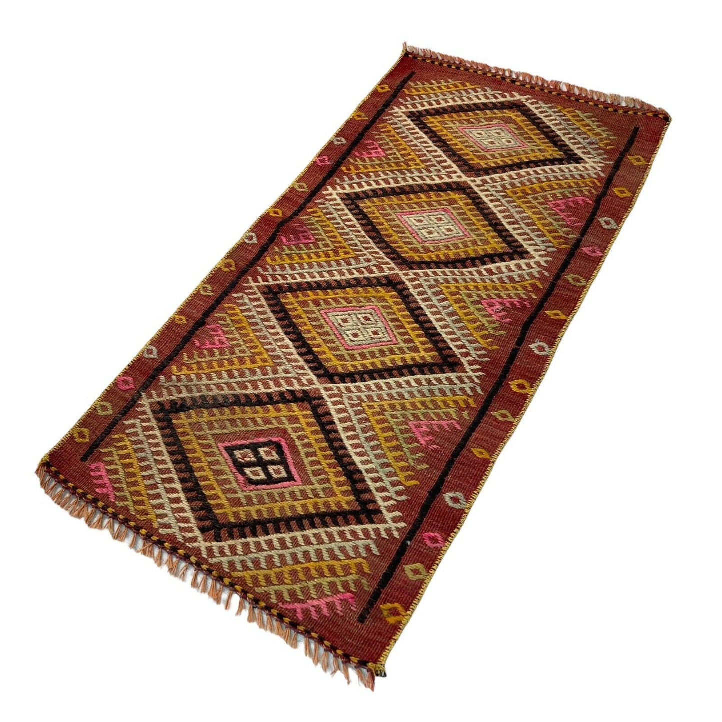 Traditionelle türkische Kelim Teppich, Vintage Turkish Kilim Rug 87 x 44 cm