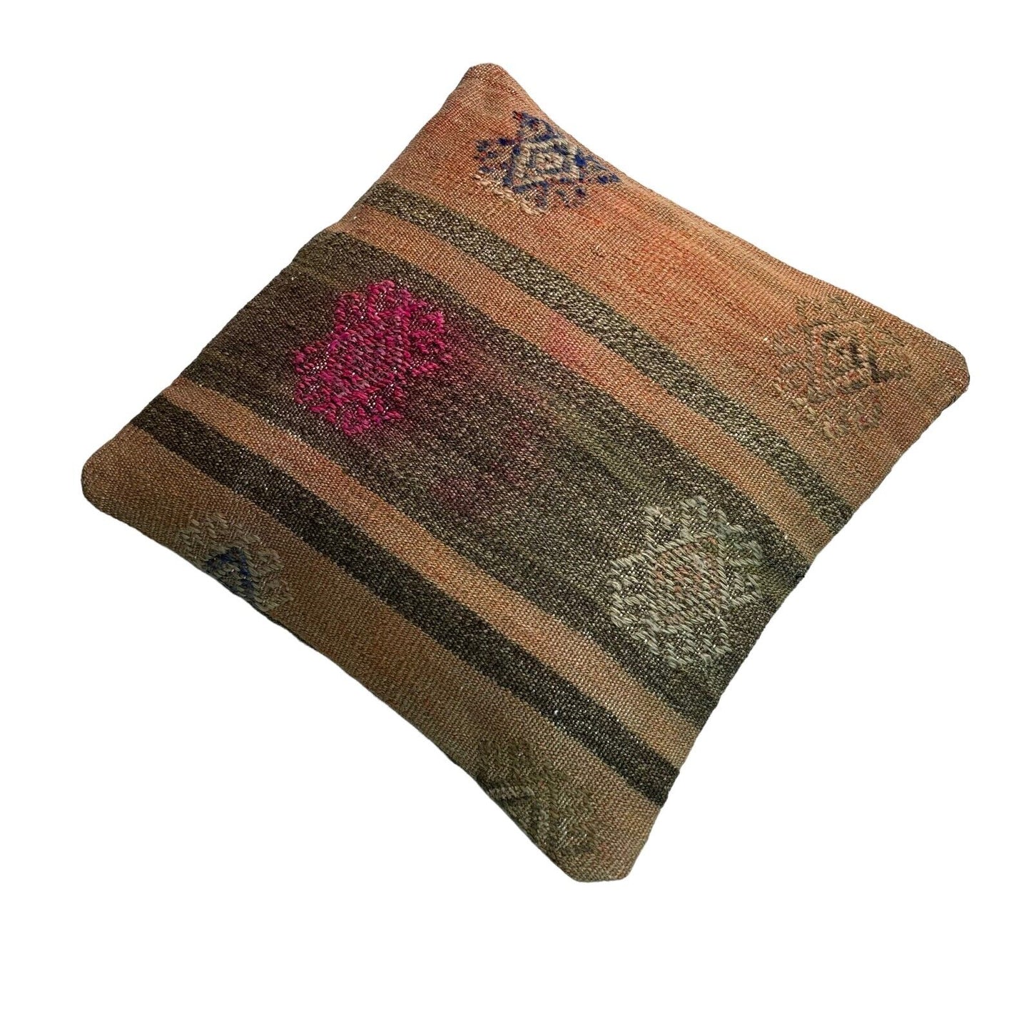 Einzigartige Kelim-Kissen,Turkish Kilim Pillow,16'×16'   Funda De Cojín Kilim