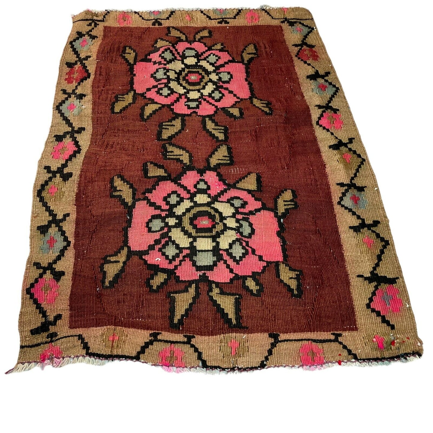 Traditionelle türkische Kelim Teppich, Vintage Turkish Kilim Rug 94X66 cm