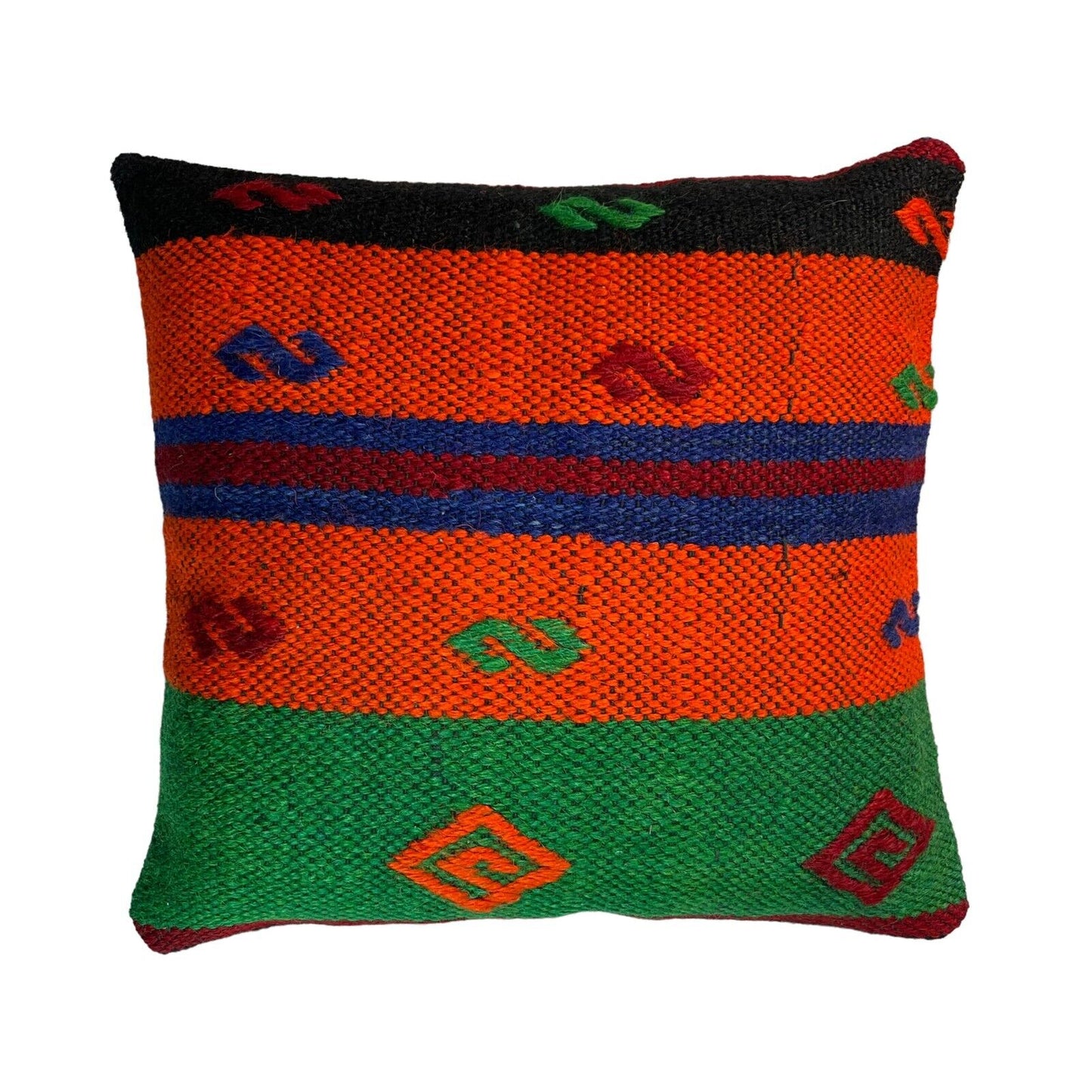 Einzigartige Kelim-Kissen,Turkish Kilim Pillow,16'×16'   Funda De Cojín Kilim