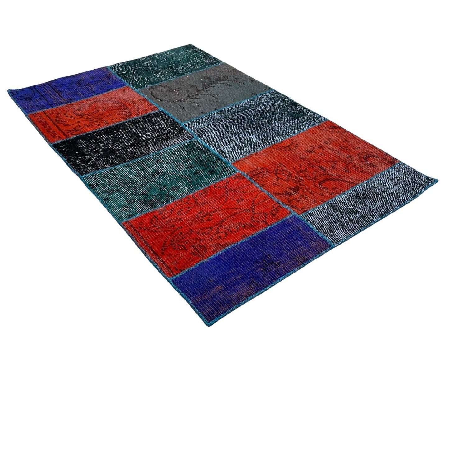 Unique Turkish Vintage Distressed  Patchwork Rug , 150 x 91 cm