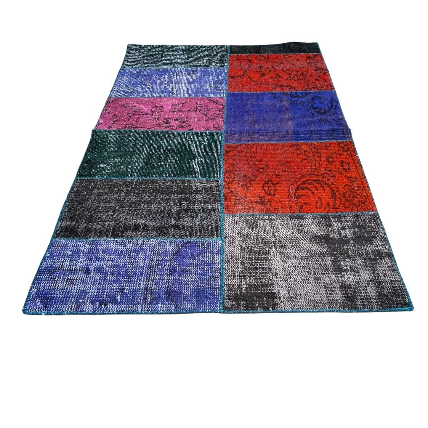 Unique Turkish Vintage Distressed  Patchwork Rug , 150 x 91 cm