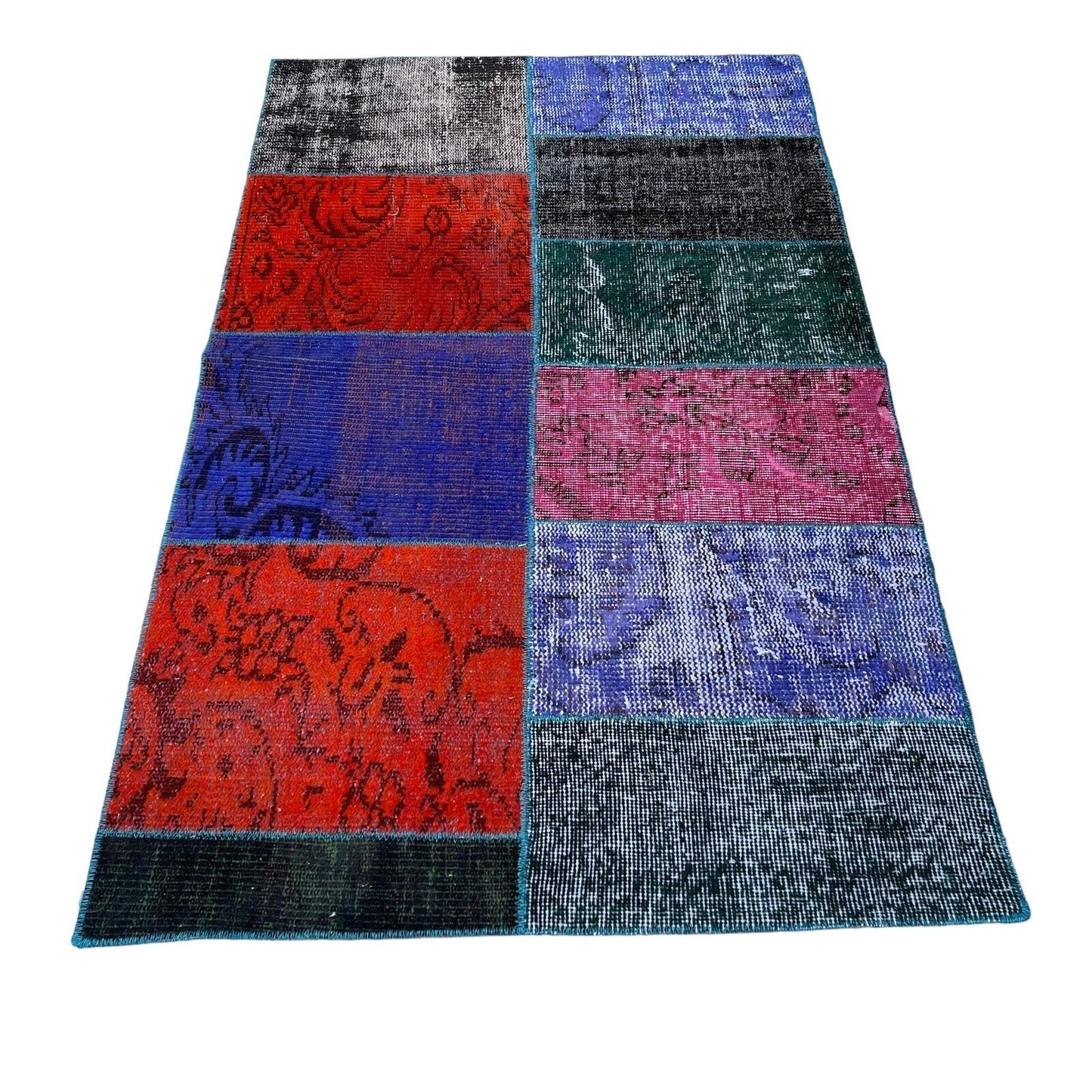 Unique Turkish Vintage Distressed  Patchwork Rug , 150 x 91 cm