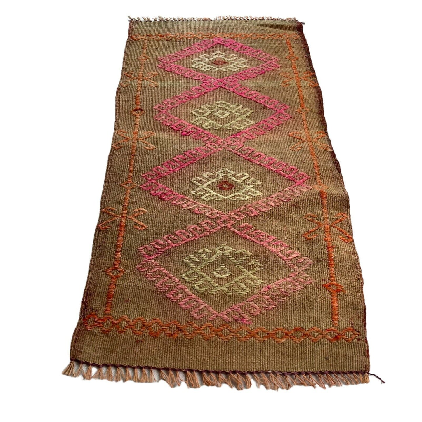 Traditionelle türkische Kelim Teppich, Vintage Turkish Kilim Rug 80 X 40 Cm