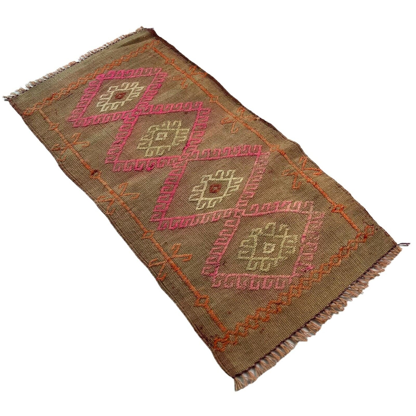 Traditionelle türkische Kelim Teppich, Vintage Turkish Kilim Rug 80 X 40 Cm