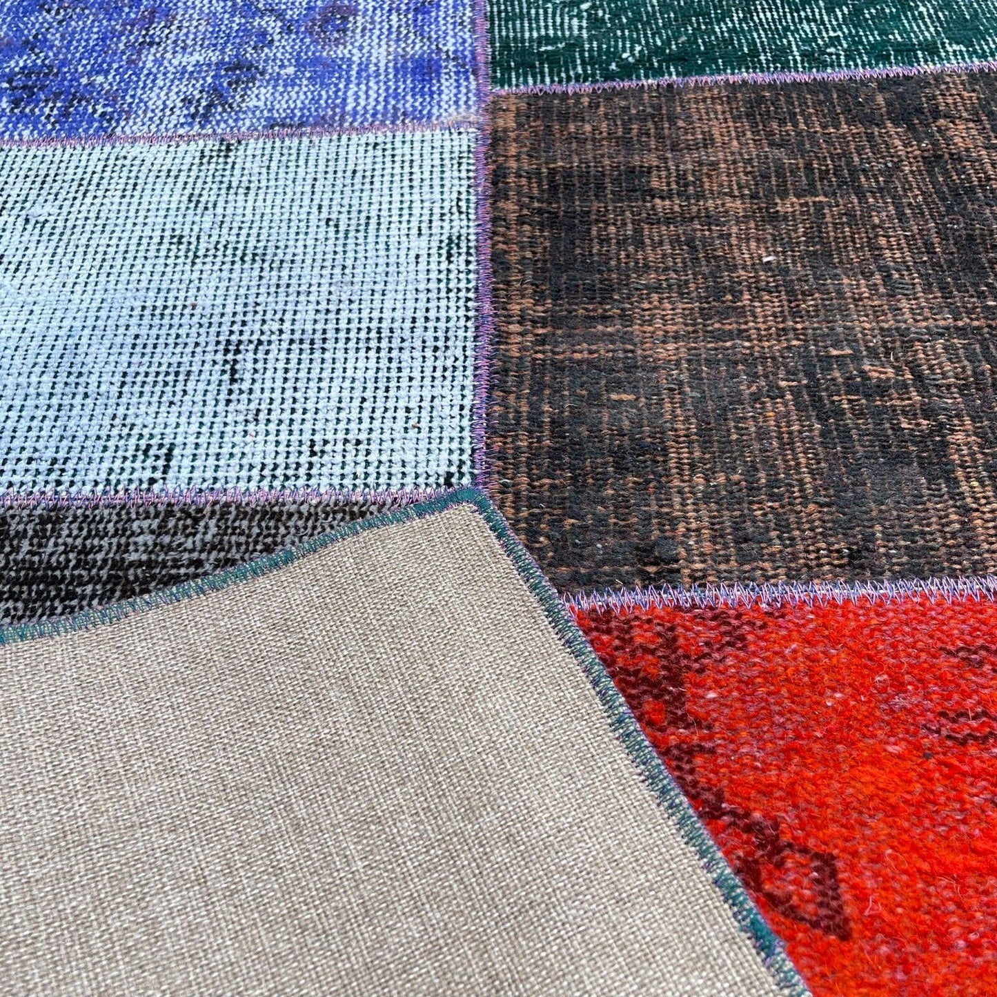 Unique Turkish Vintage Distressed  Patchwork Rug , 150 x 91 cm