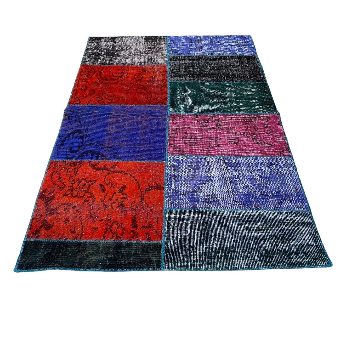 Unique Turkish Vintage Distressed  Patchwork Rug , 150 x 91 cm