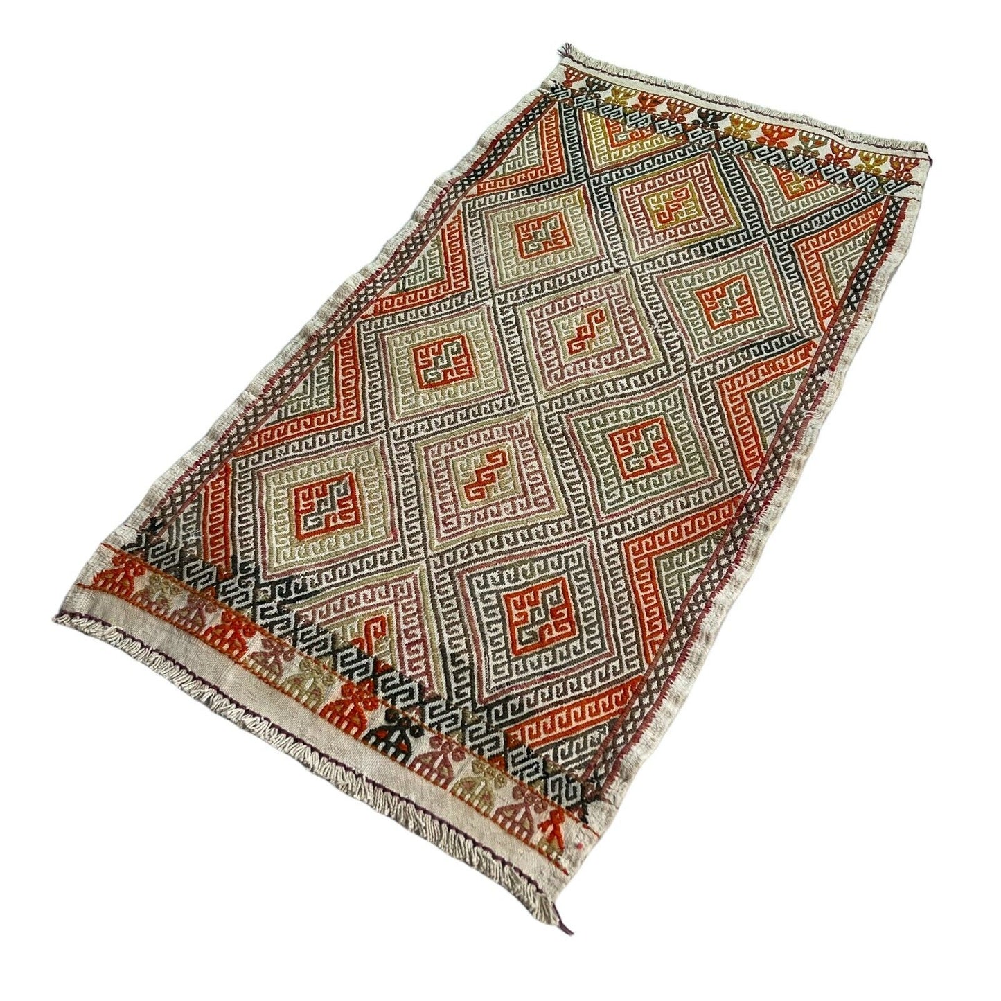 Traditionelle türkische Kelim Teppich, Vintage Turkish Kilim Rug 85 X 46 Cm