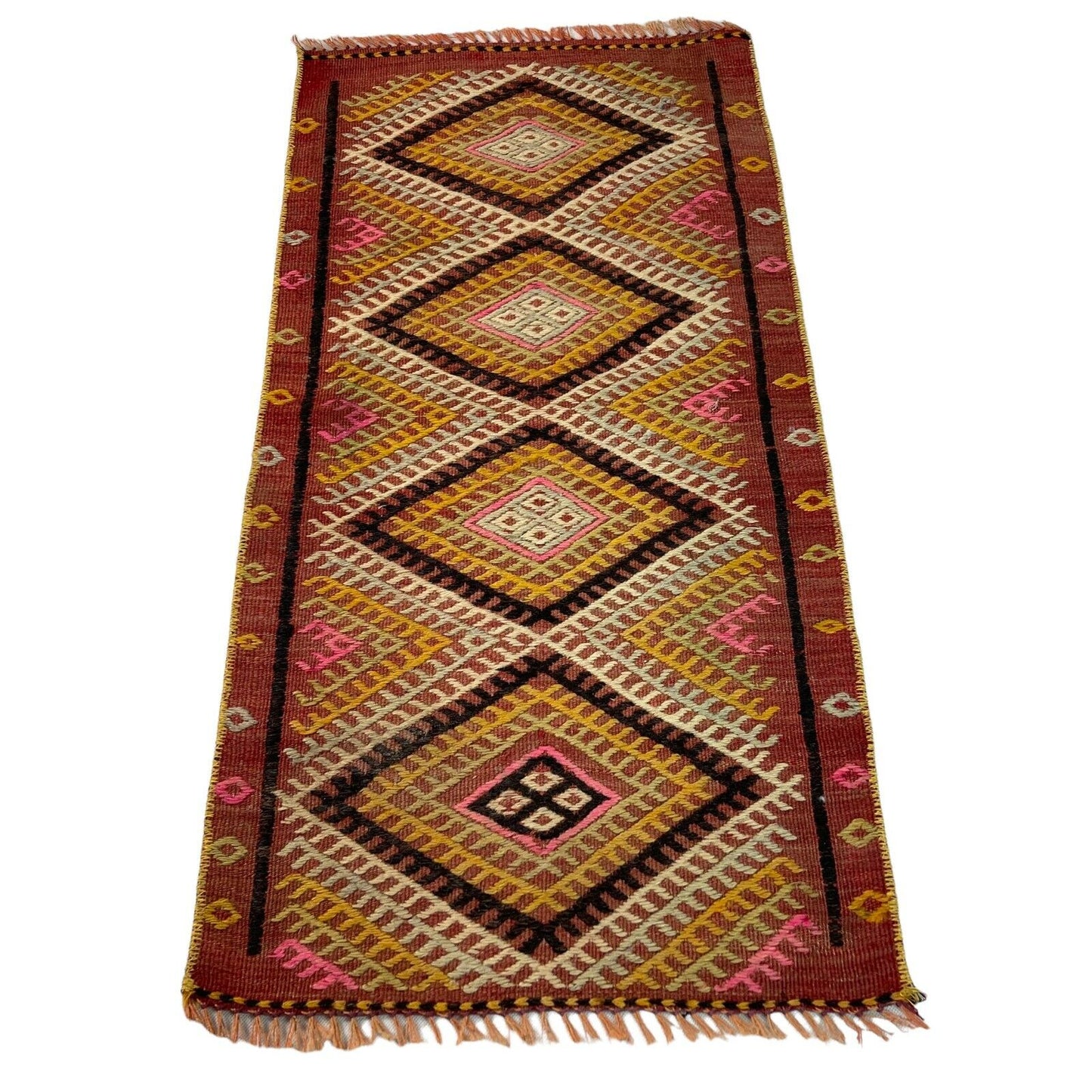 Traditionelle türkische Kelim Teppich, Vintage Turkish Kilim Rug 87 x 44 cm