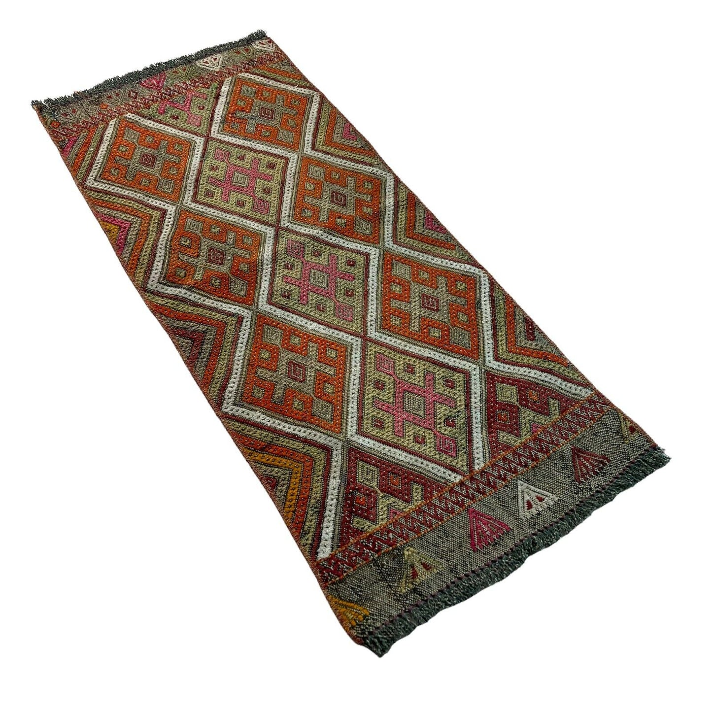 Traditionelle türkische Kelim Teppich, Vintage Turkish Kilim Rug 94x40 cm