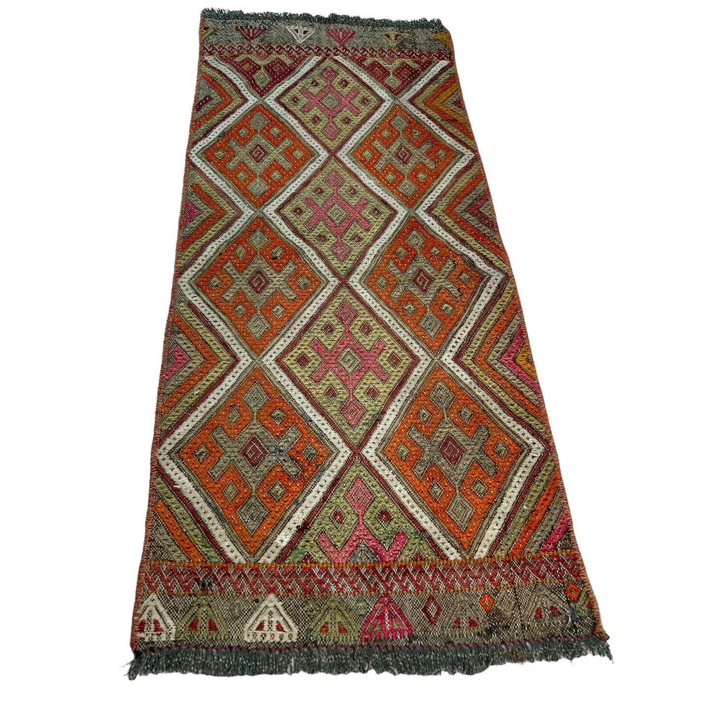 Traditionelle türkische Kelim Teppich, Vintage Turkish Kilim Rug 94x40 cm