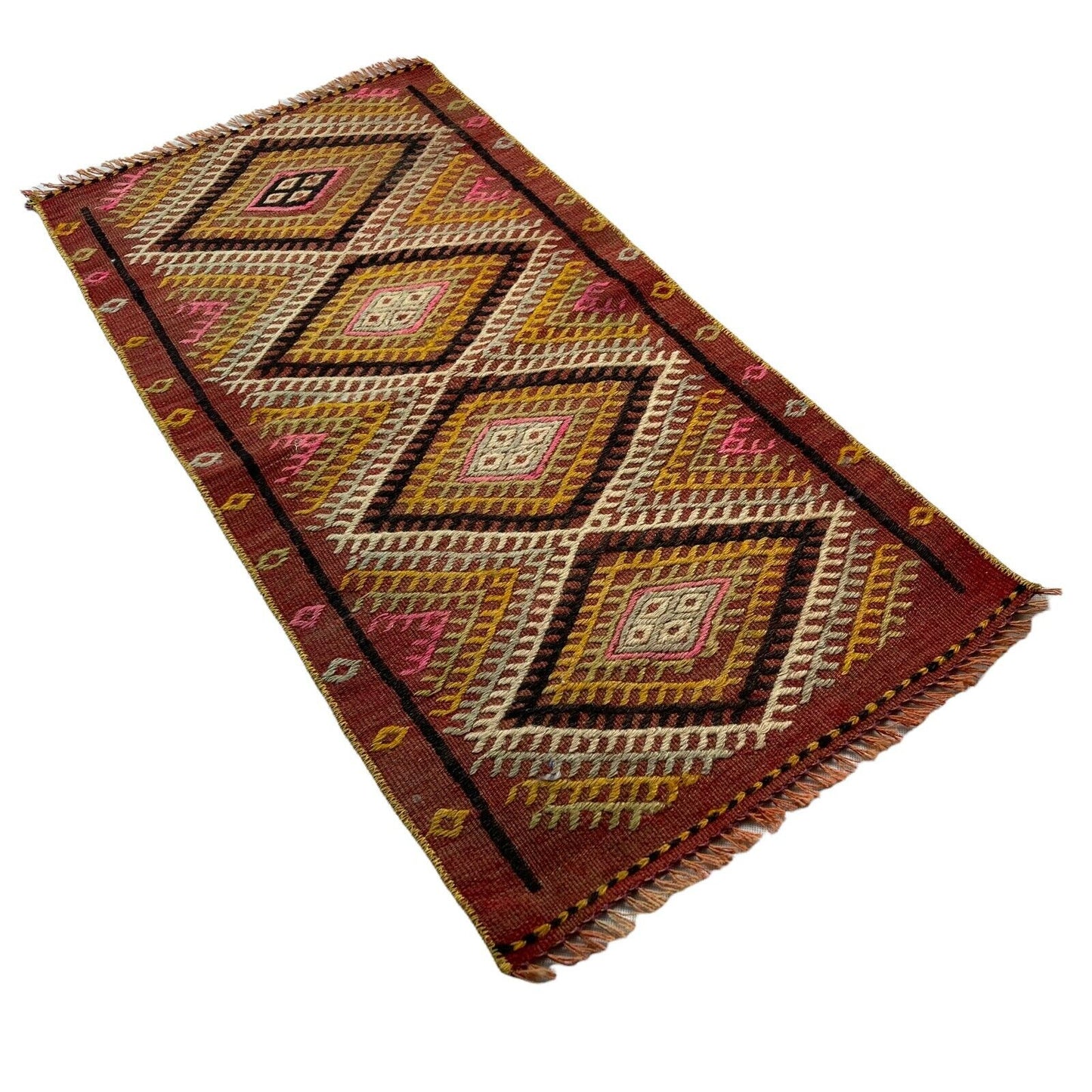 Traditionelle türkische Kelim Teppich, Vintage Turkish Kilim Rug 87 x 44 cm