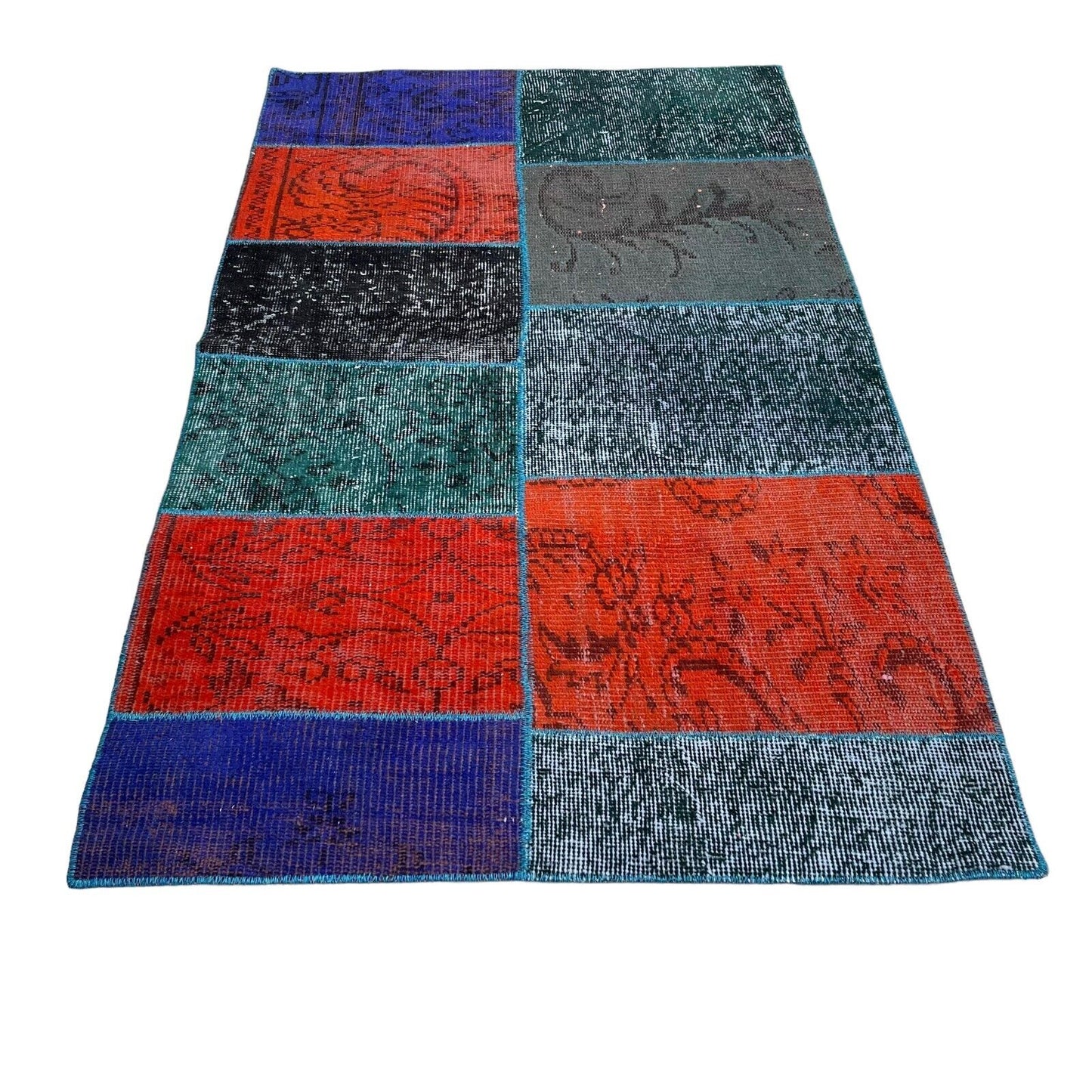 Unique Turkish Vintage Distressed  Patchwork Rug , 150 x 91 cm